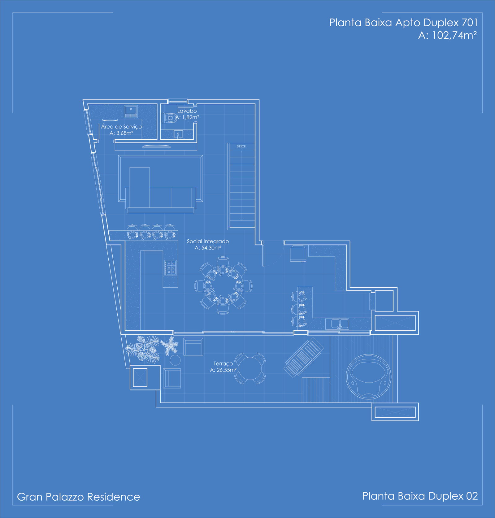 Planta Duplex 701 do Gran Palazzo