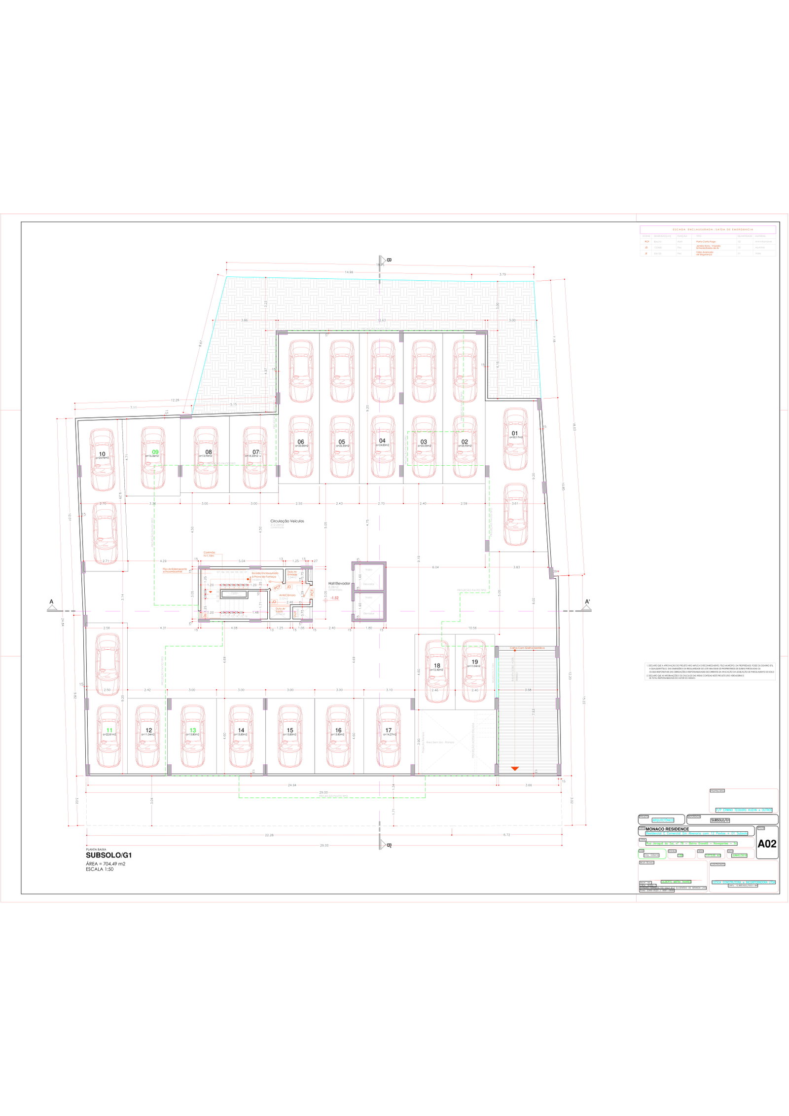 Planta Garagem · Subsolo/G1 do Edifício Monaco