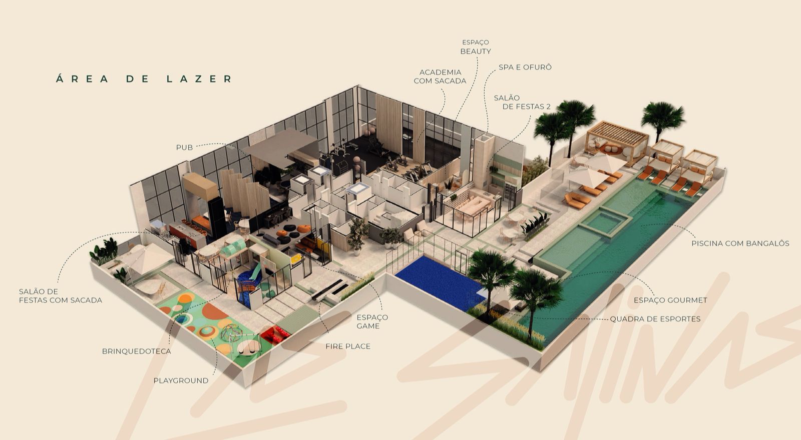 Planta Área de Lazer do Las Salinas Residences