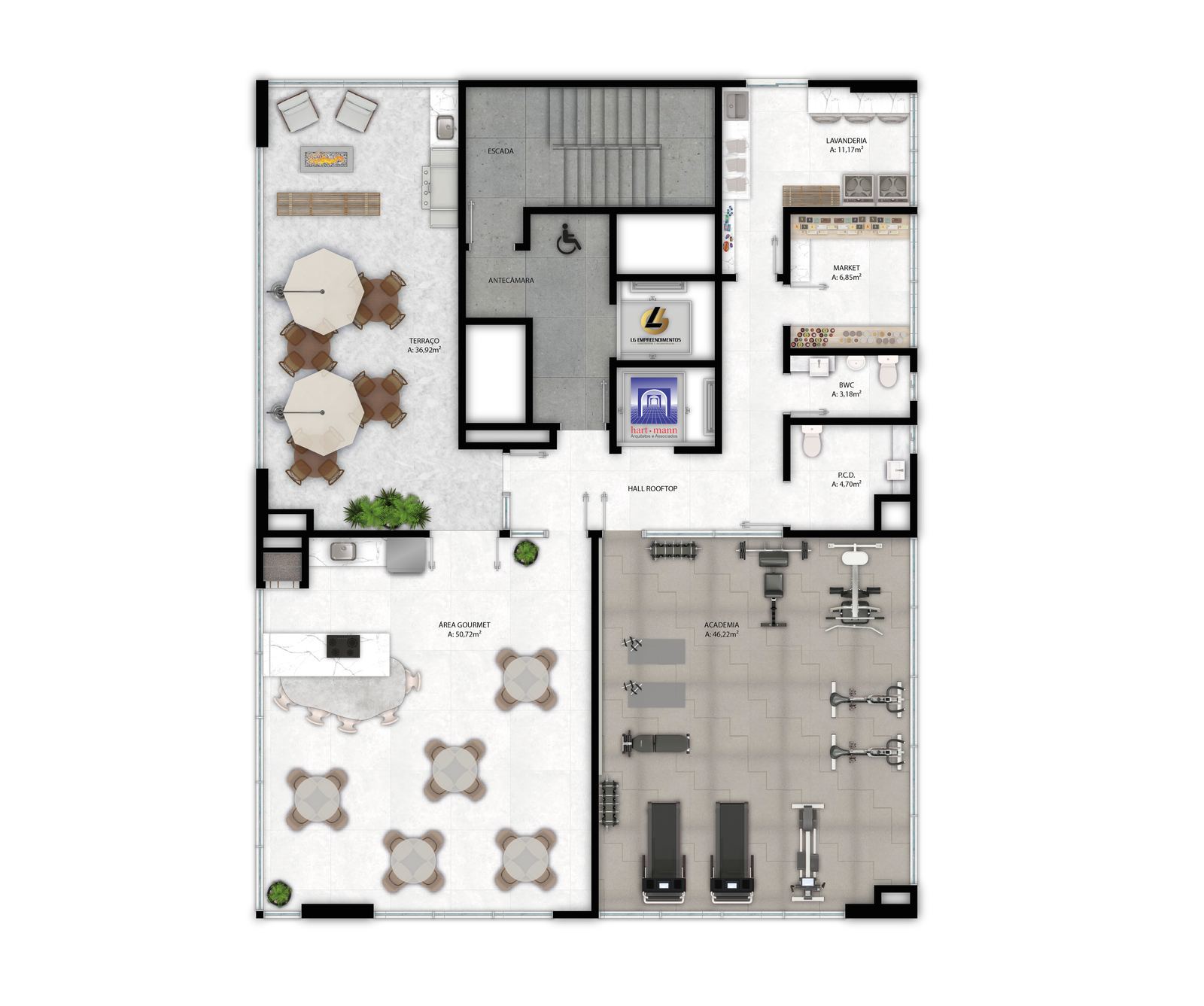 Planta Lazer · Rooftop do Blue Tower