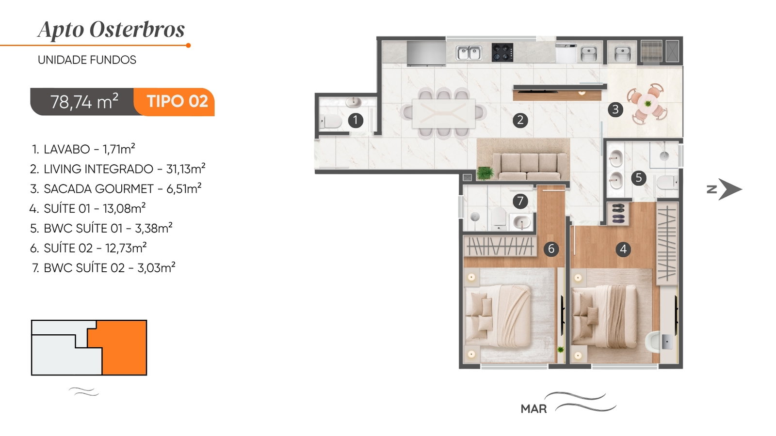 Planta Osterbros · Tipo 02, 79 m² do FC Copenhagen