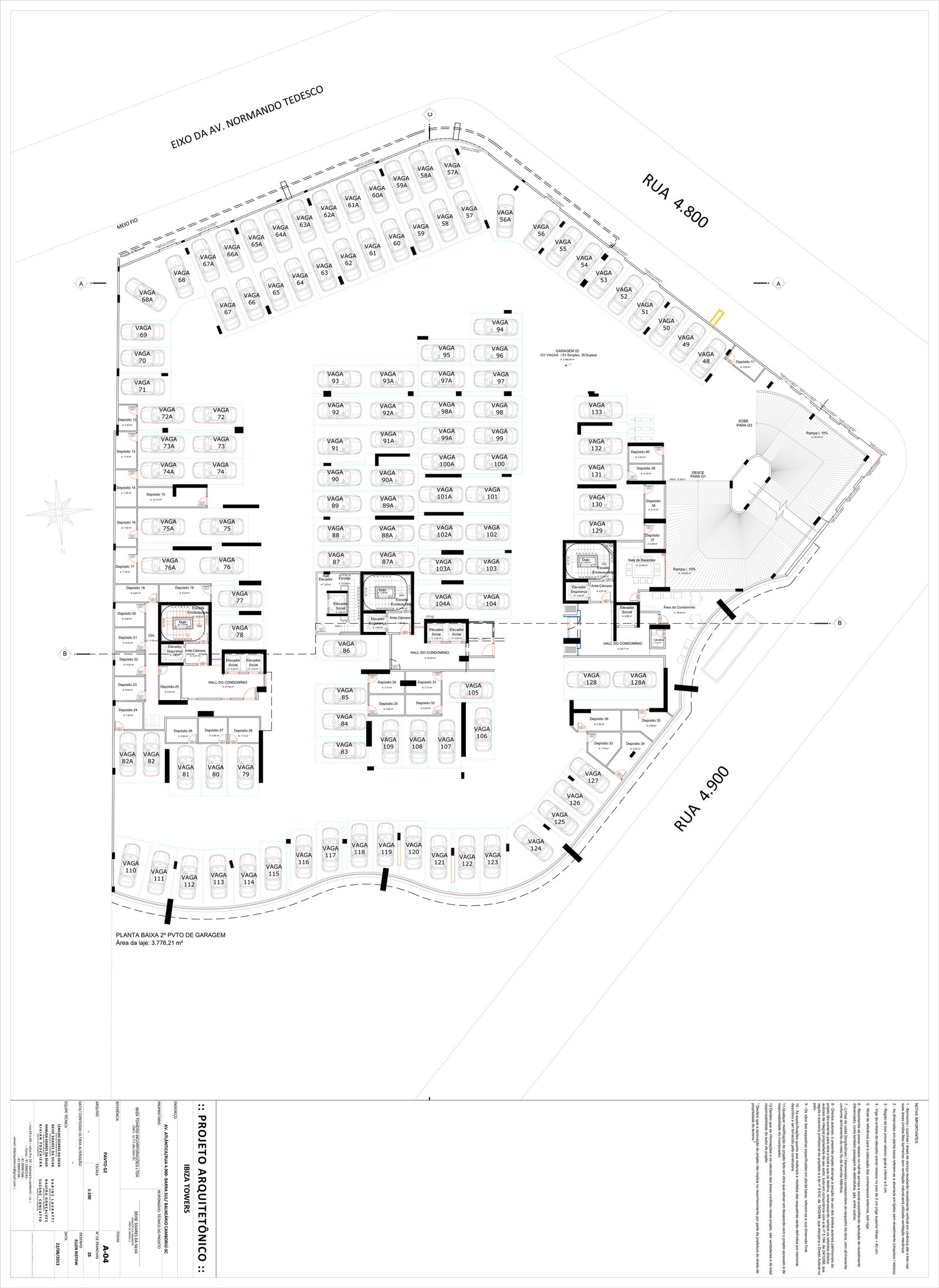 Planta Garagem · 2º pavimento do Ibiza Towers