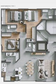 Planta Tipo 1 do Marabella Tower