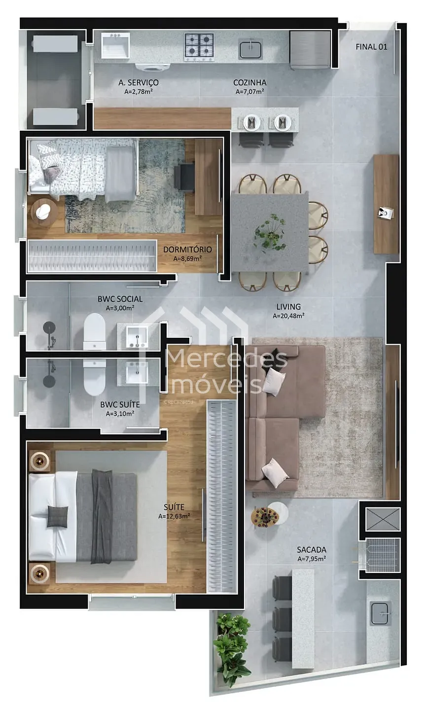 Foto 45 de Apartamento com 1 suíte + 2 dormitórios à venda, Centro, Itajaí, SC