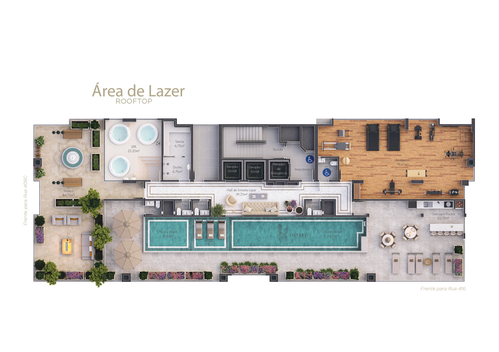 Planta Lazer · Rooftop do Magnific Palace