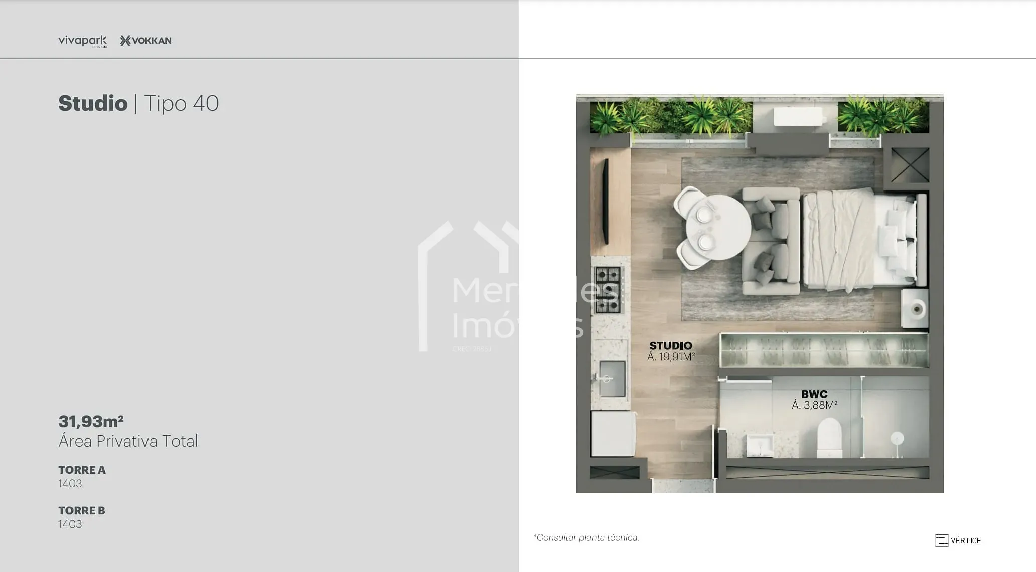 Planta 90 de Apartamento 1 suite + piscina privativa à venda, 100m² Viva Park, Porto Belo, SC