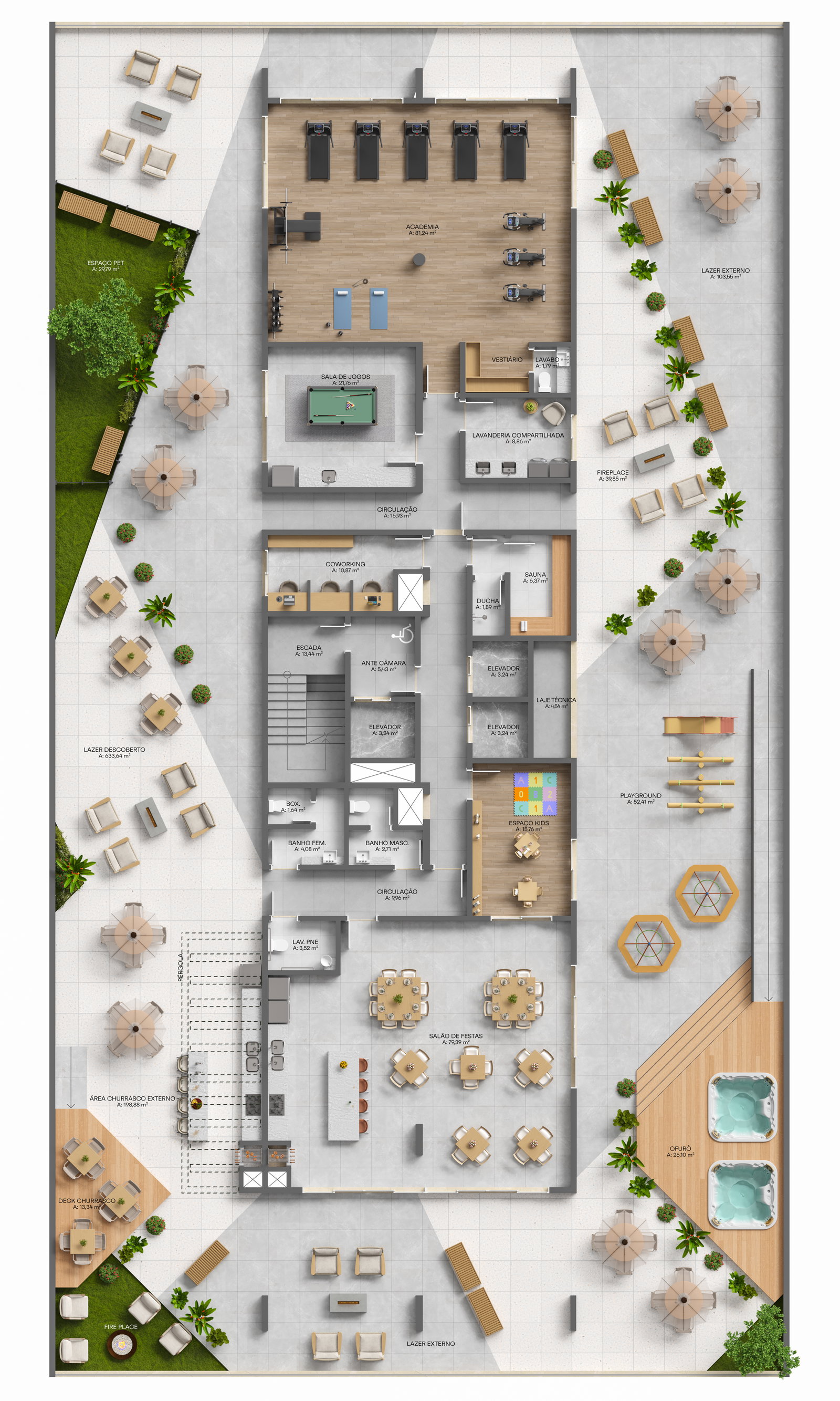 Planta Lazer (1 de 2) do Blanc Residence