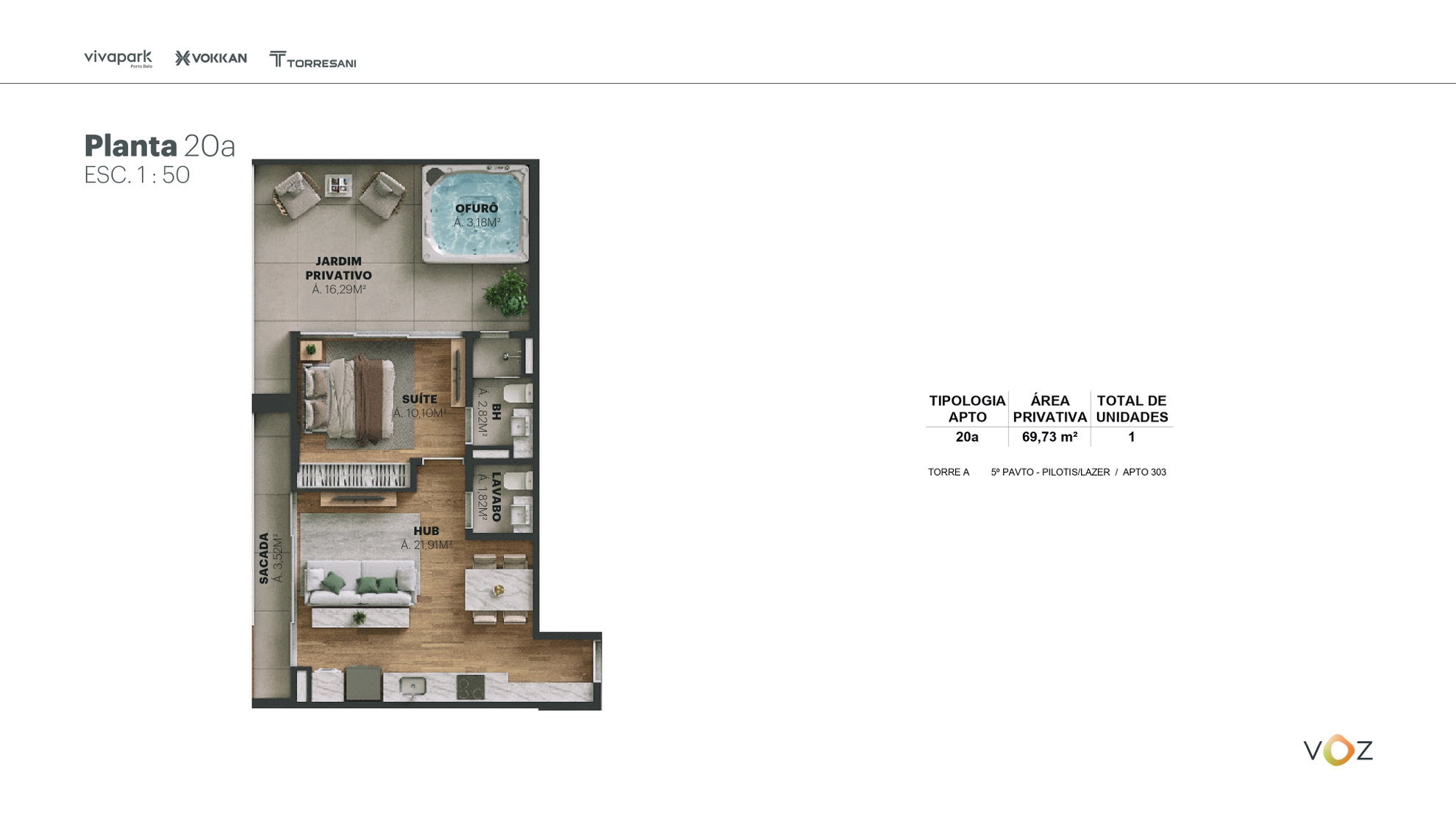 Planta 20a (1 de 2), 70 m² do Edifício Voz