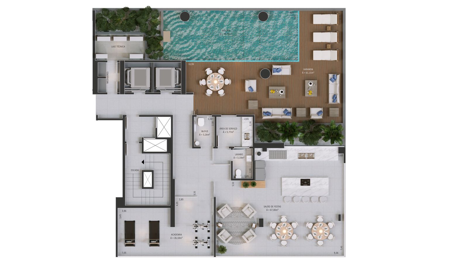 Planta Lazer do Horizon Residence