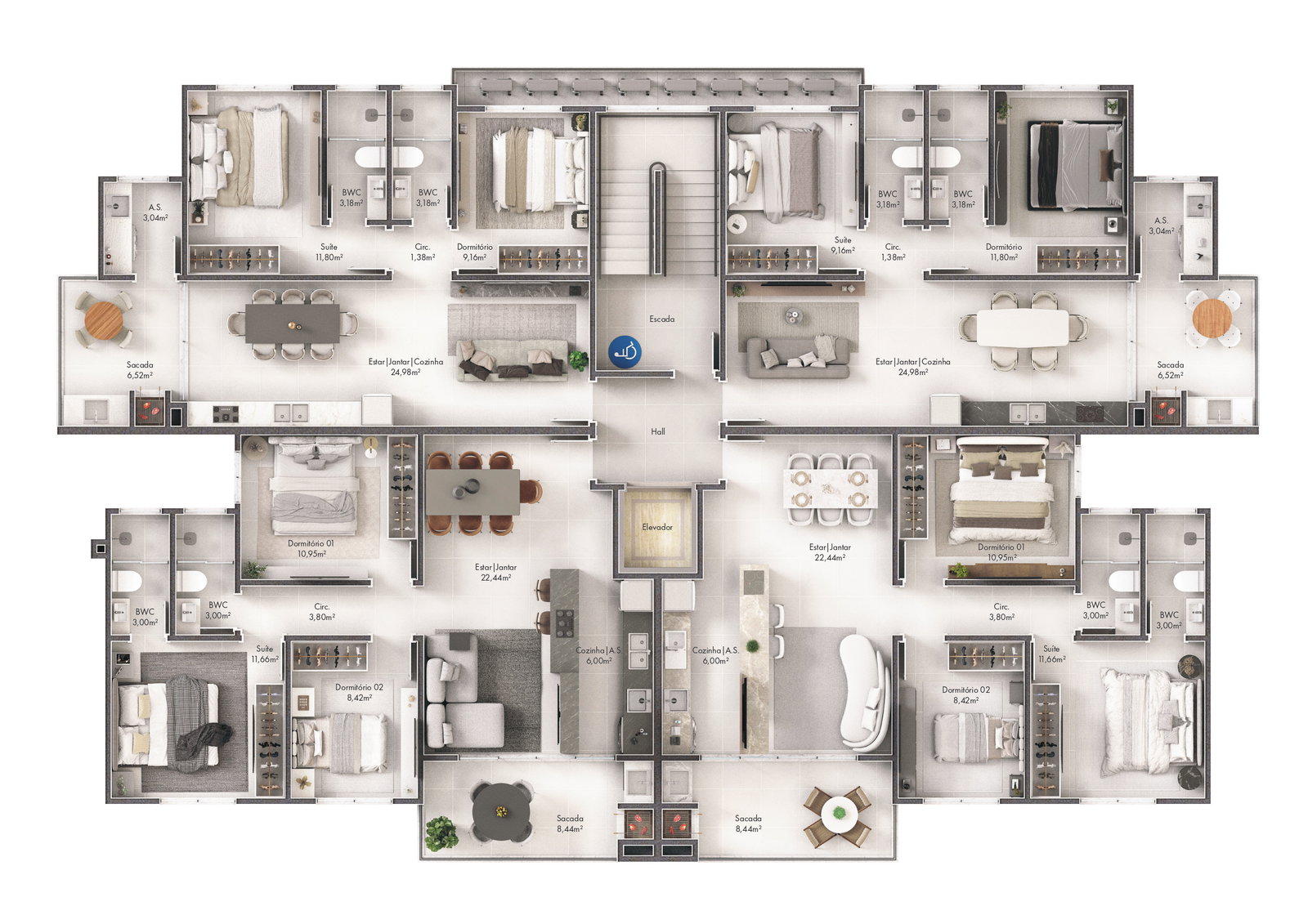 Planta Pavimento Tipo do Evidence Residence