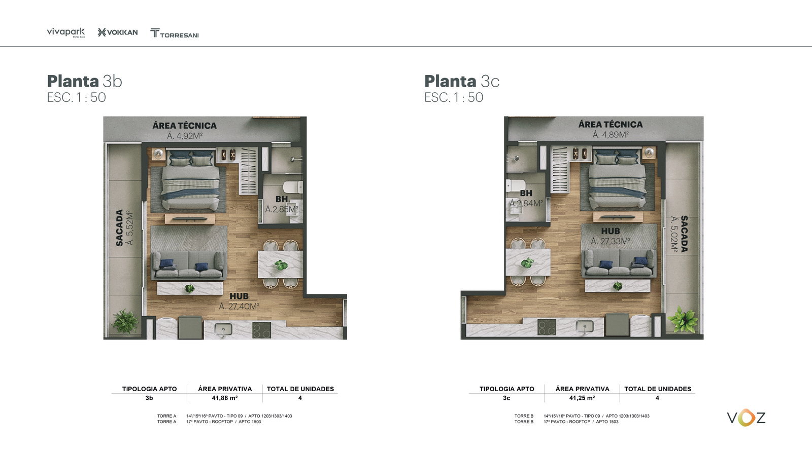 Planta 3b e 3c do Edifício Voz