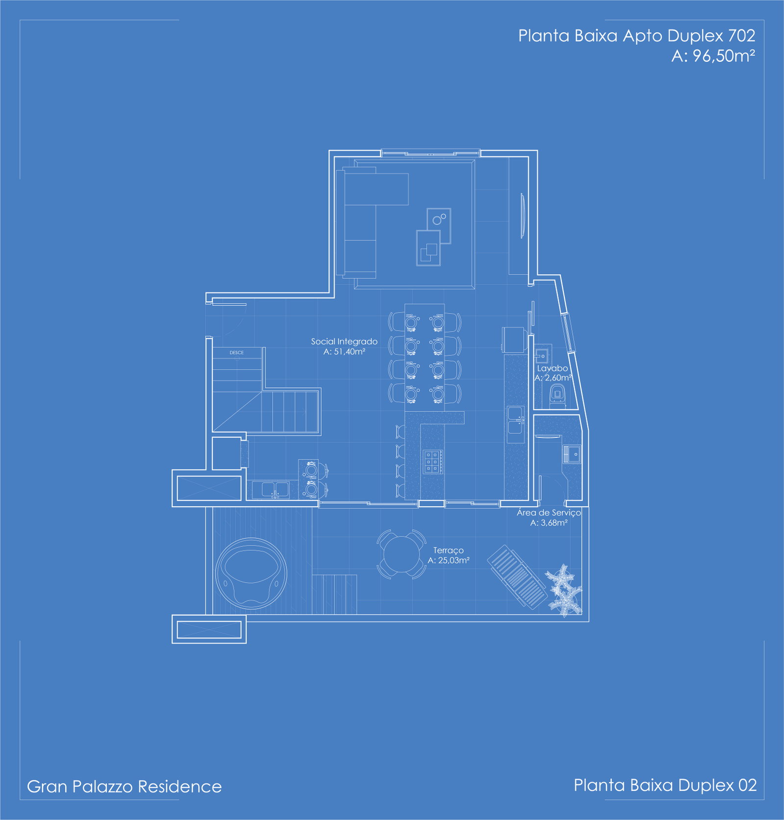 Planta Duplex 702 do Gran Palazzo