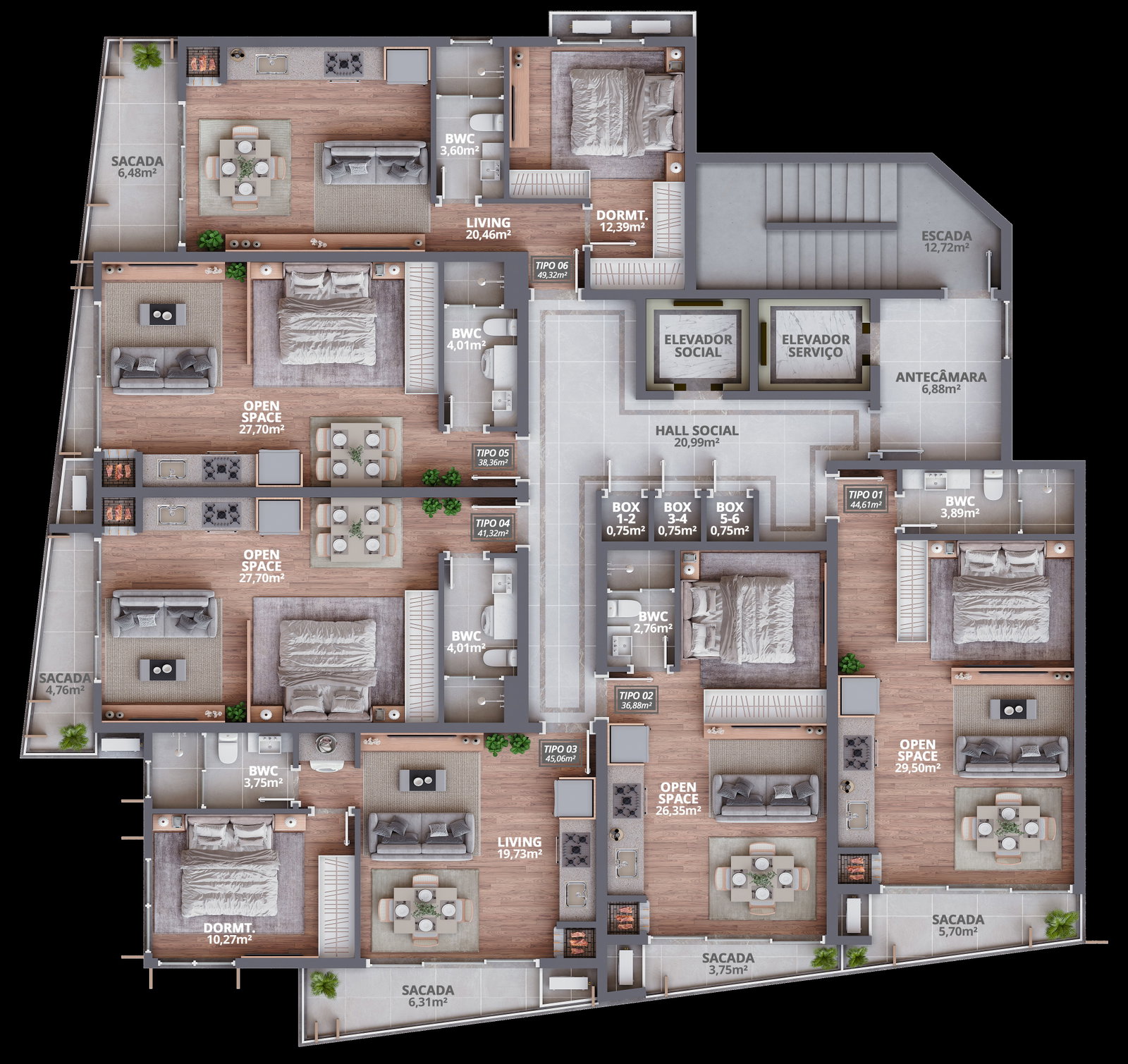 Planta 3 de Residencial Rock Studios