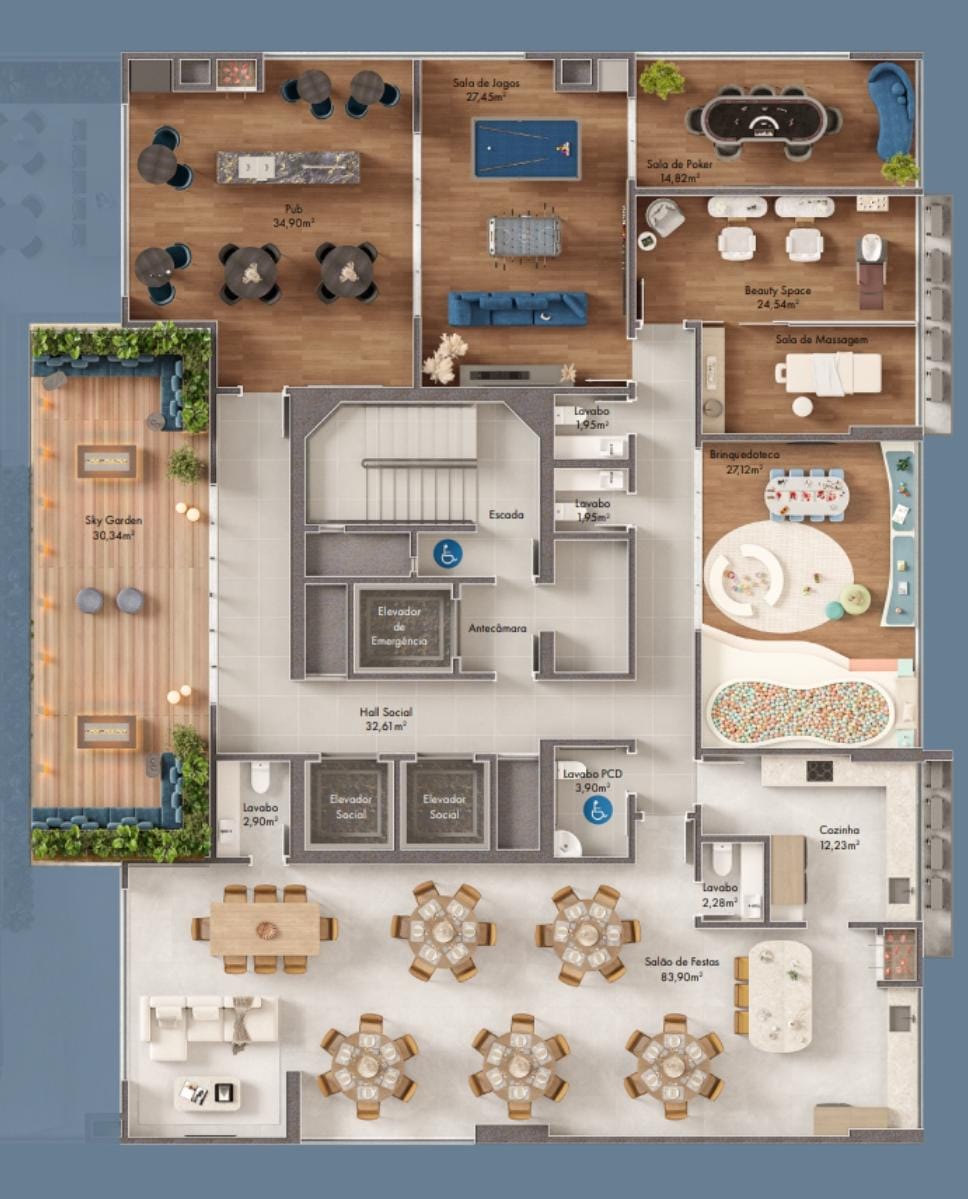 Planta Lazer do Grand Rooftop