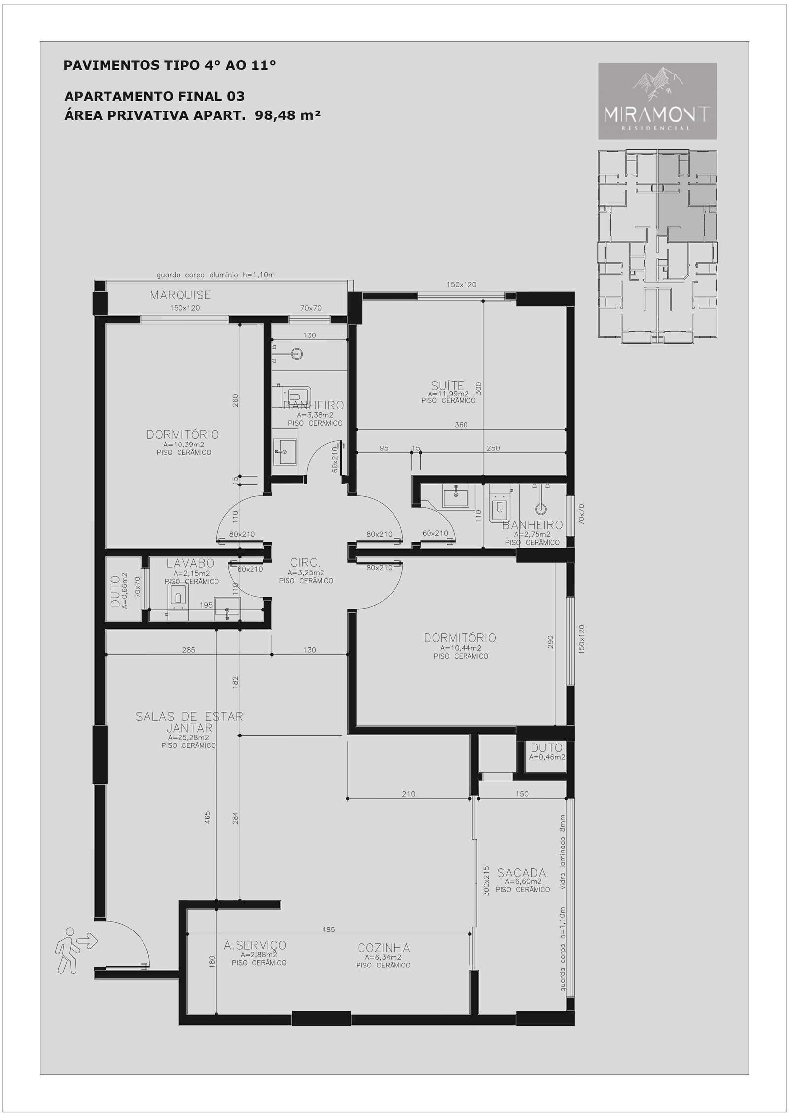 Planta Final 03, 98 m² do Edifício Miramont