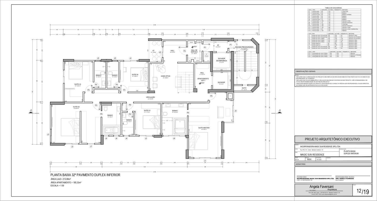 Planta 32º Pavimento Duplex Inferior do Magic Sun