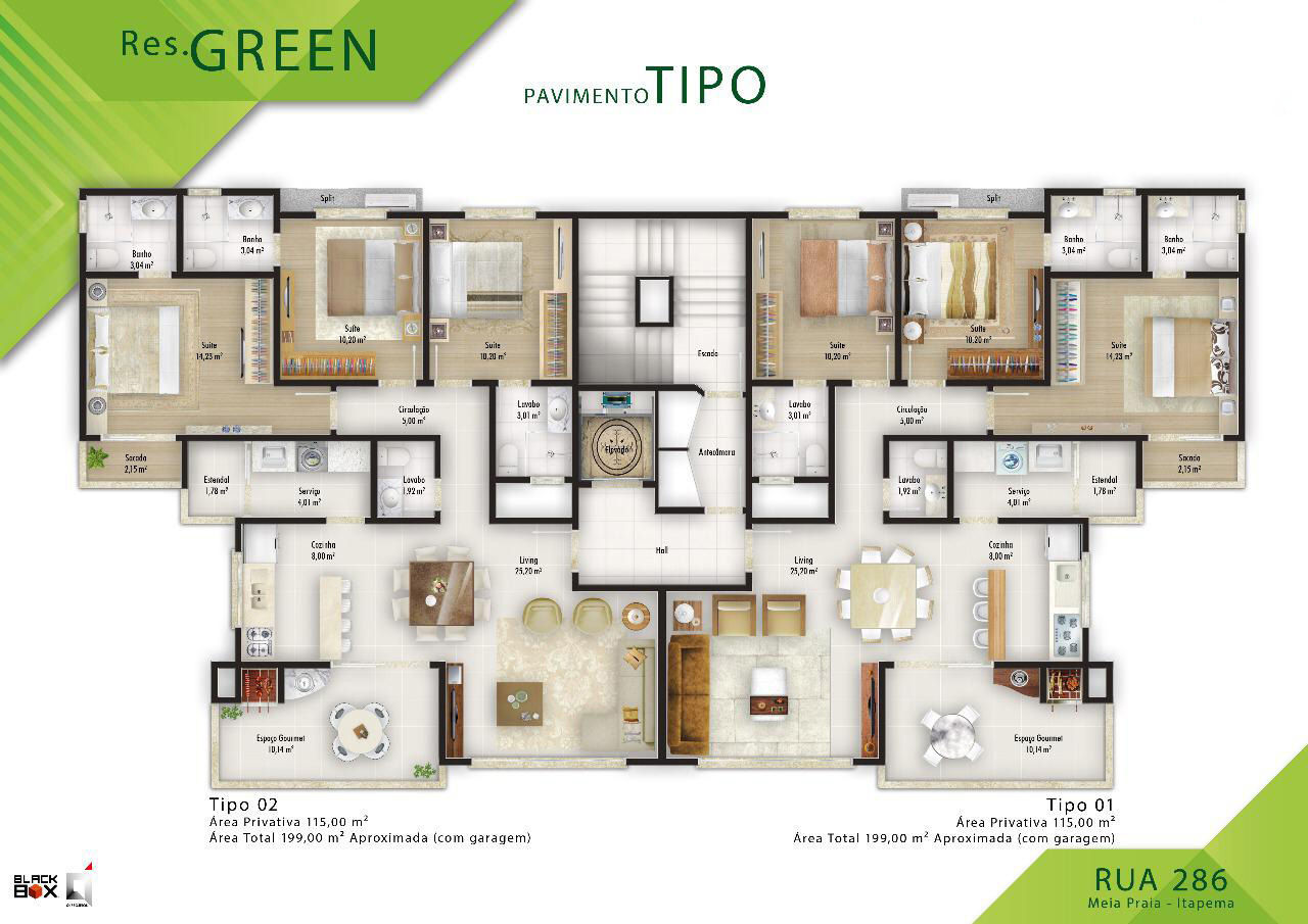 Planta Pavimento Tipo do Green