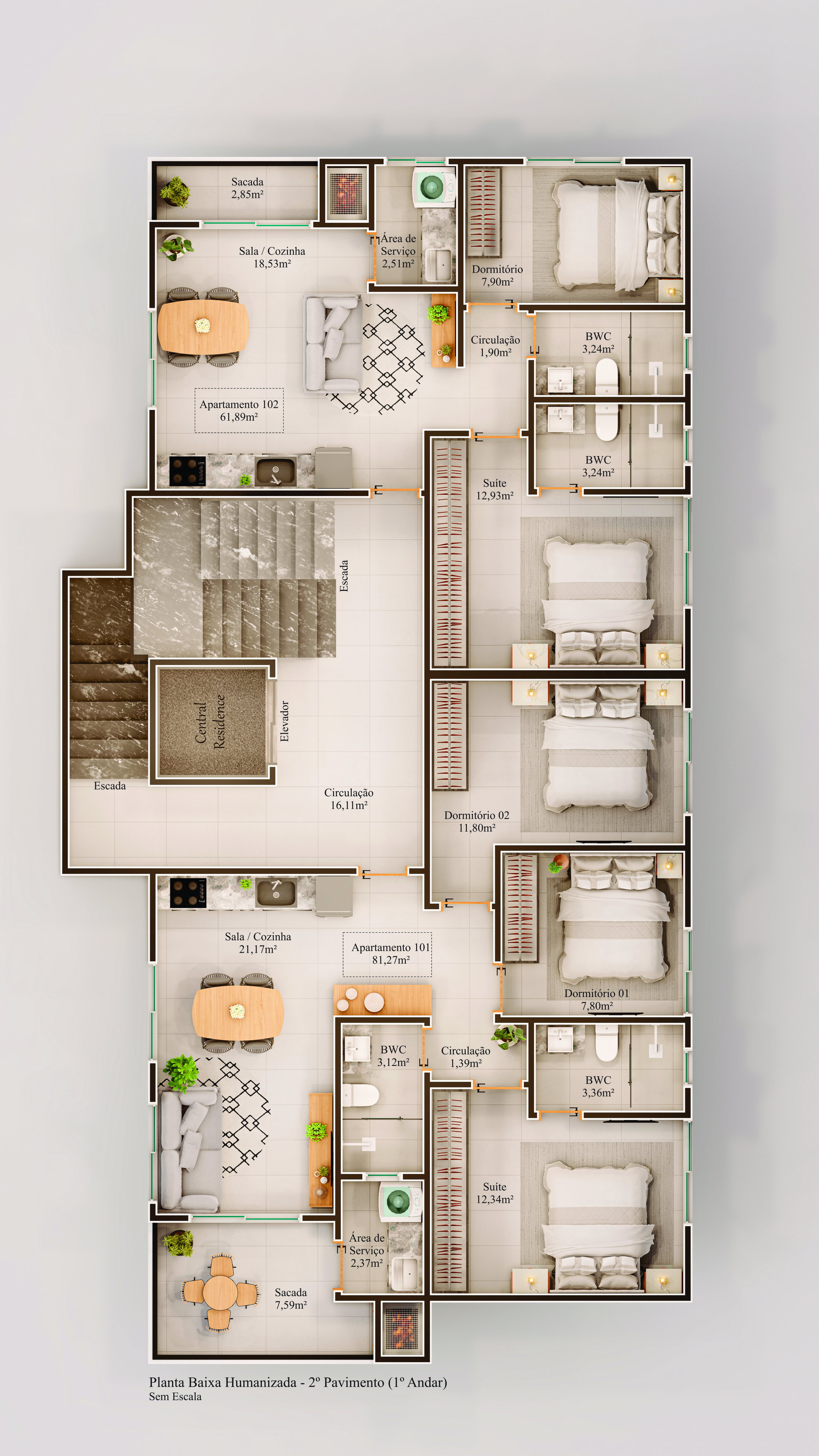 Planta 3 de Central Residence