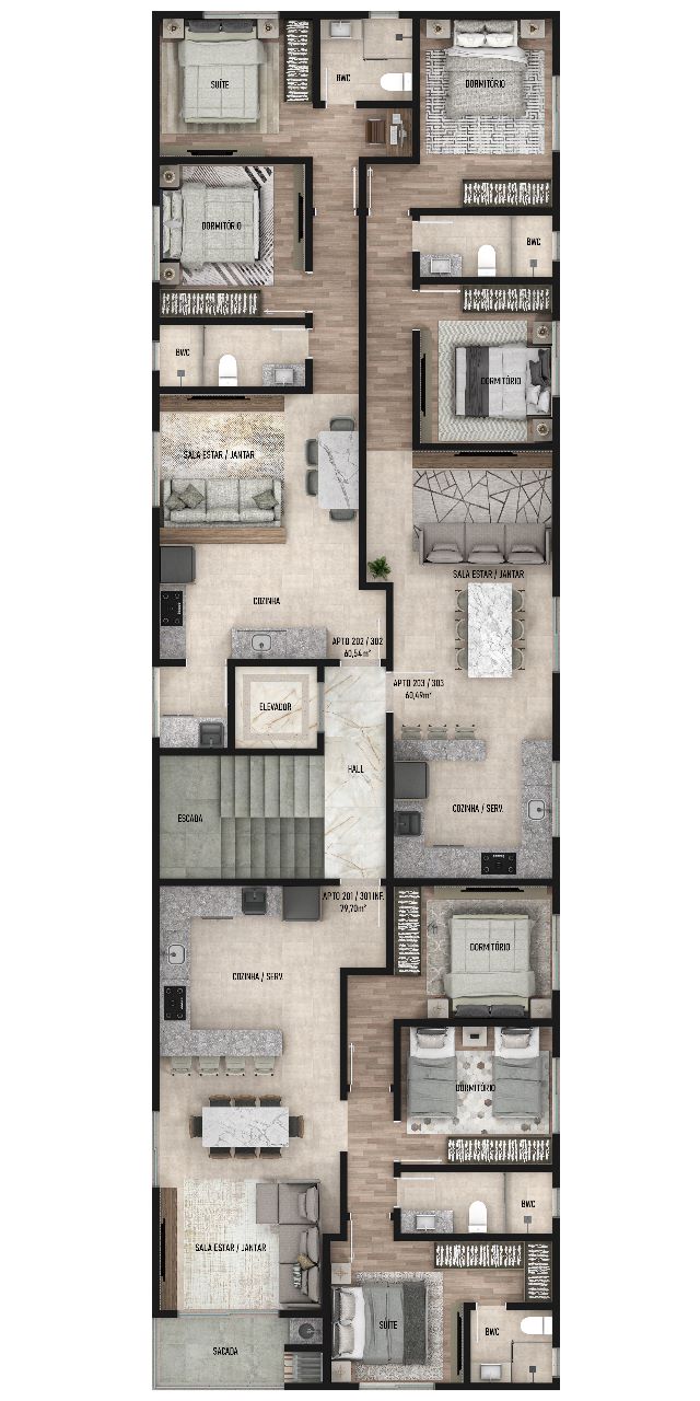 Planta 1 de Ilha de Santos Residence