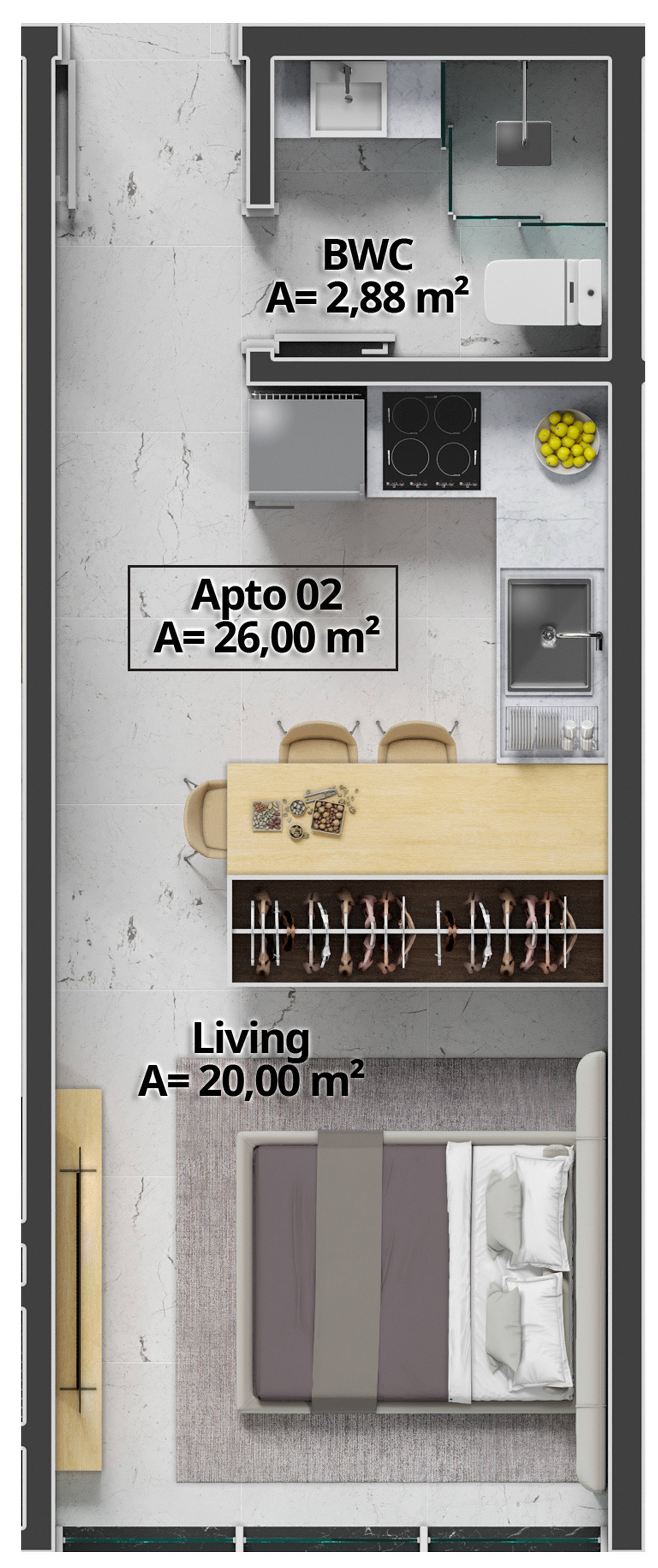 Planta Final 02, 26 m² do Costa Serenita