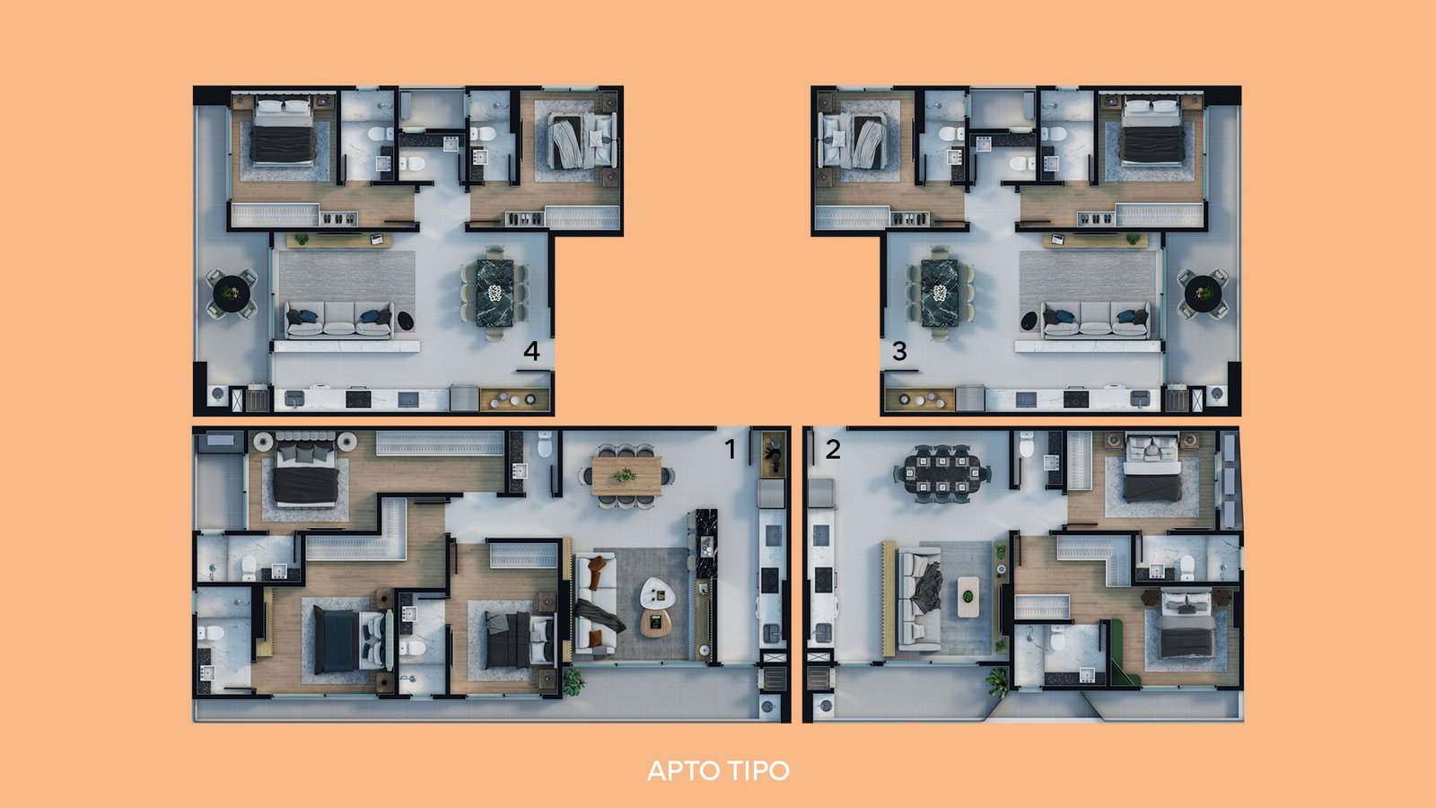 Planta Apto Tipo do Diamond Hill Residence