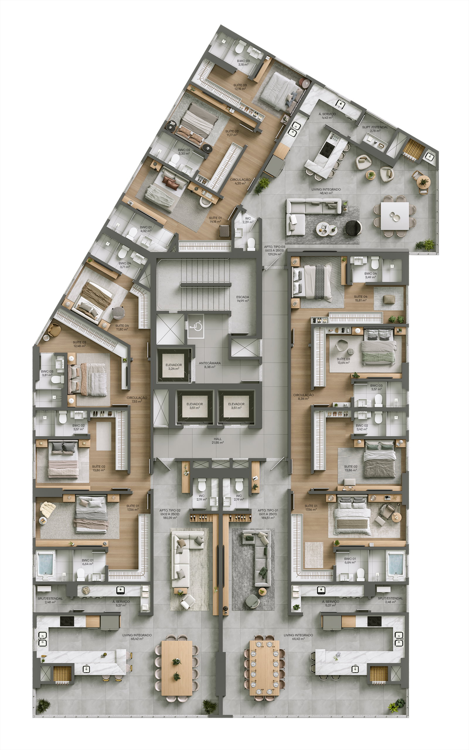 Planta Pavimento Tipo do Burj Exclusive Residence