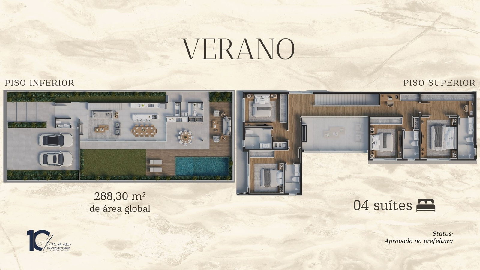 Planta Verano, 4 suítes · 288 m² do Casas VivaPark