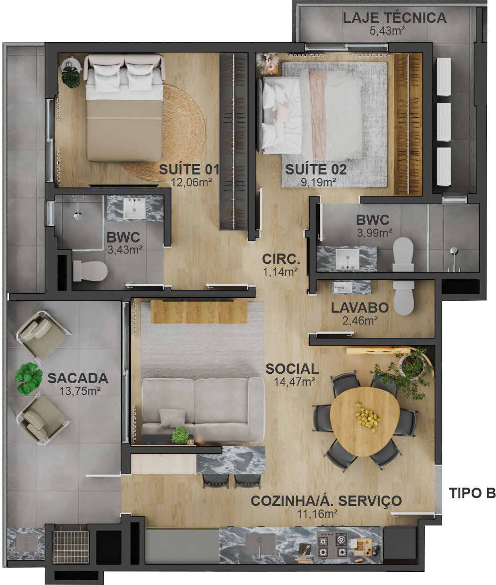 Planta 3 de Oásis 2852