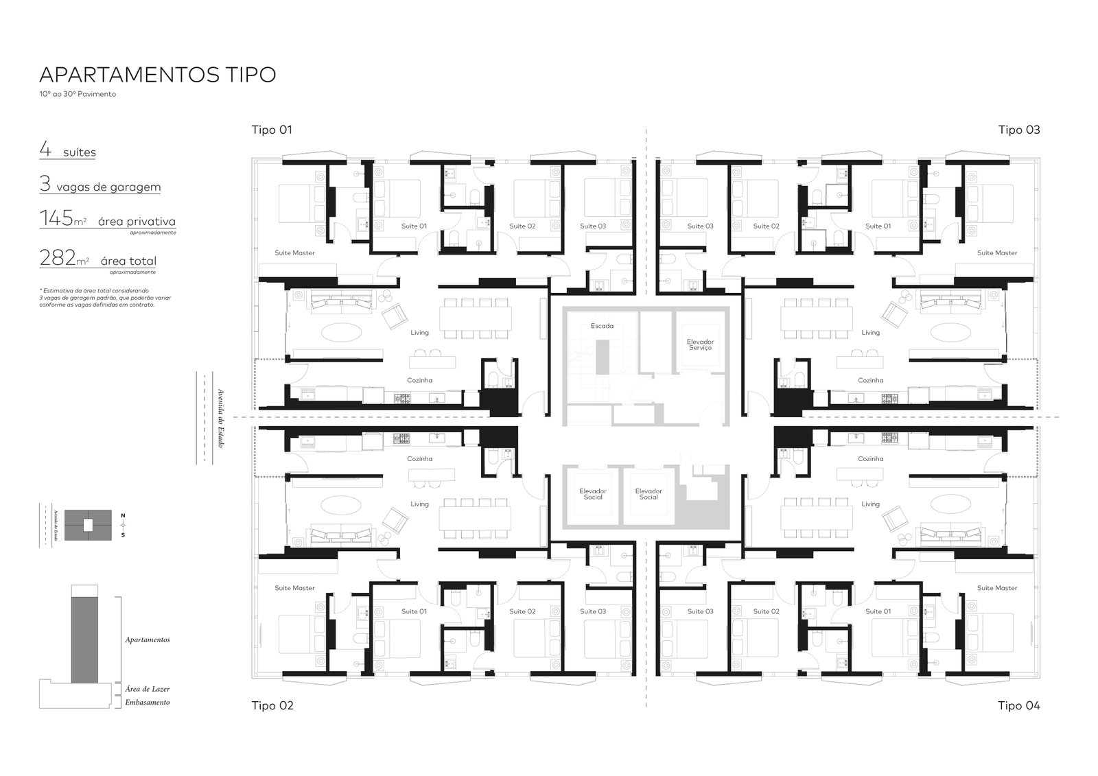 Planta Apartamentos Tipo · 10º ao 30º Pavimento do Green Hills