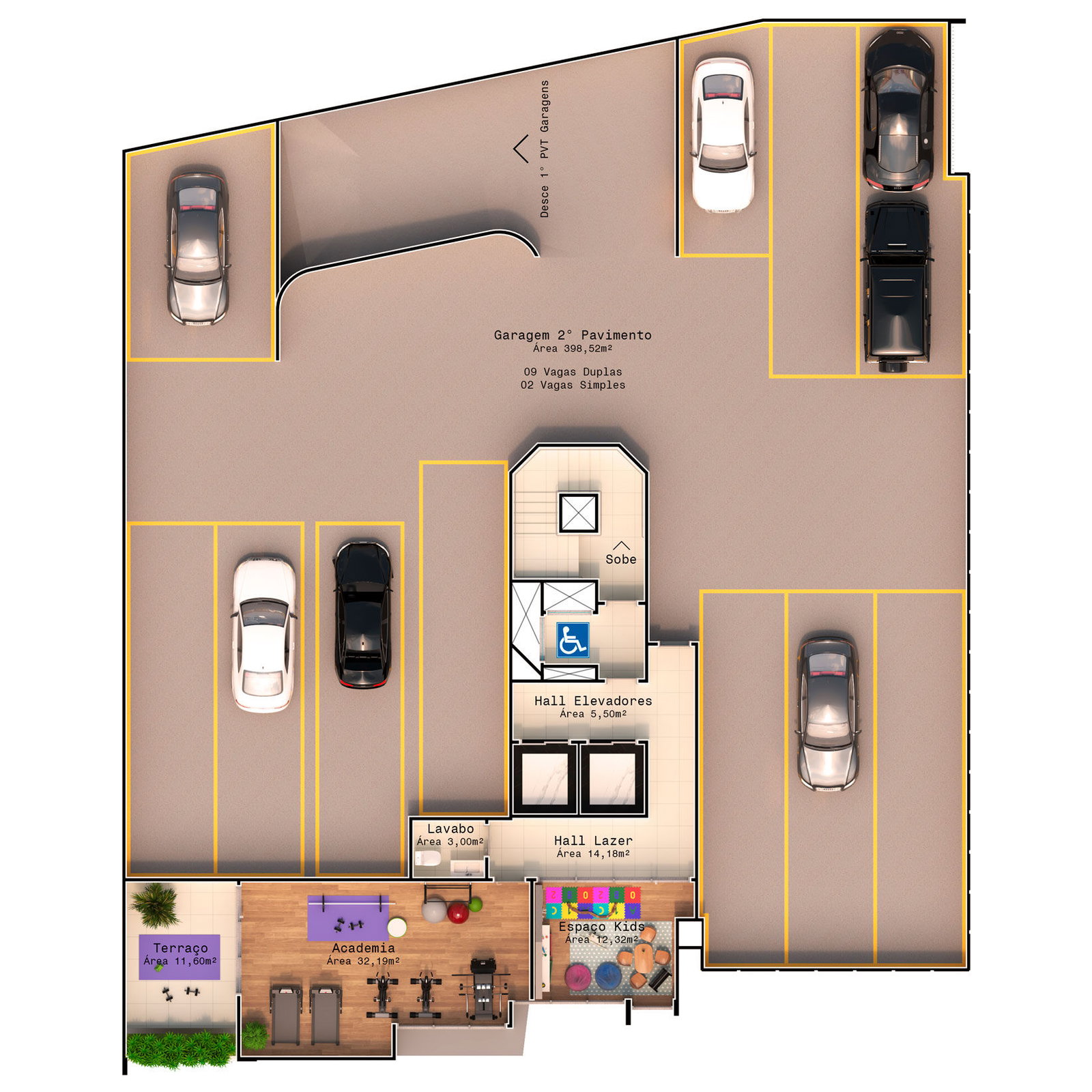 Planta Garagem · 2º Pavimento do Belvedere