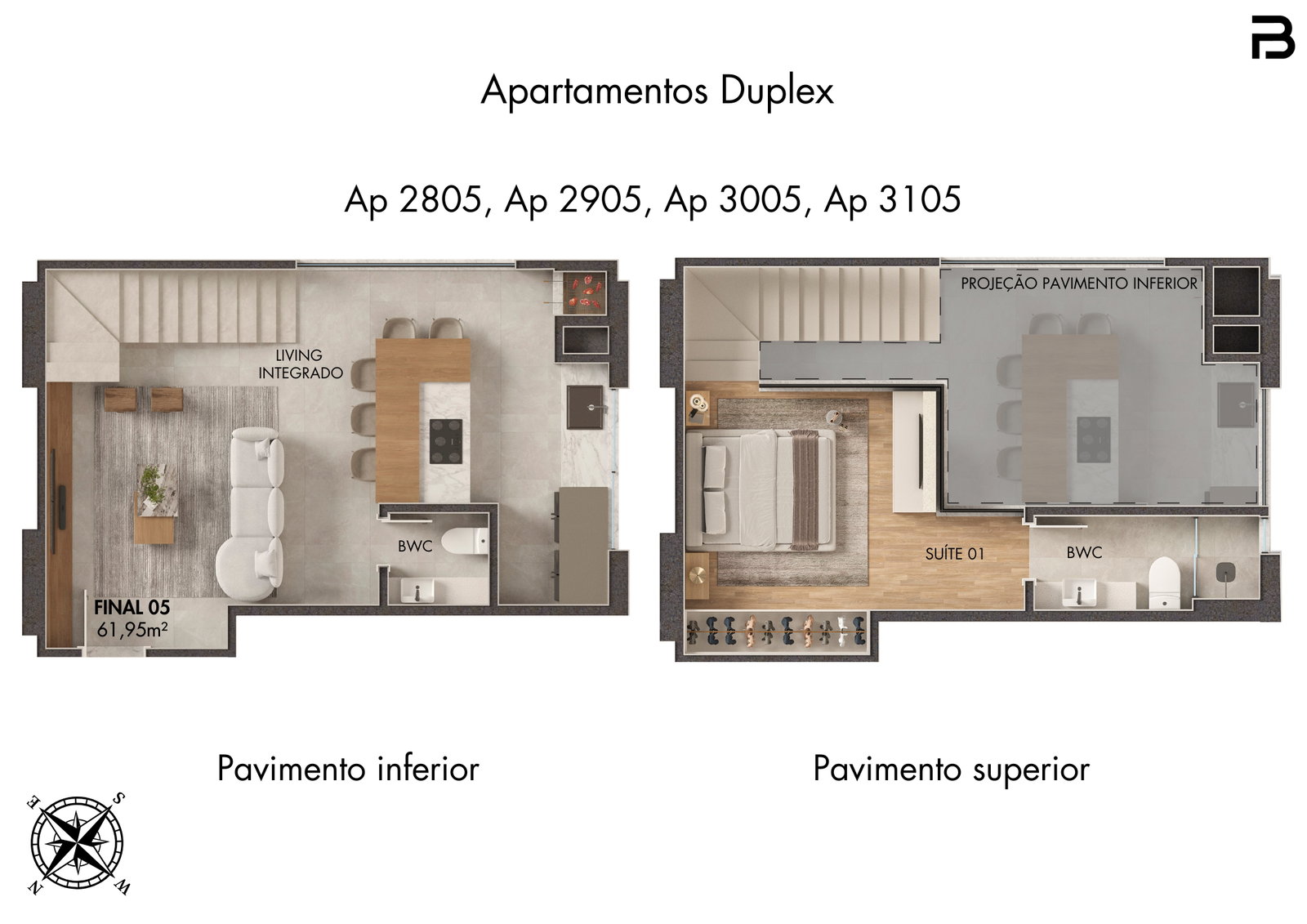 Planta Final 05, 62 m² do Breeze Towers