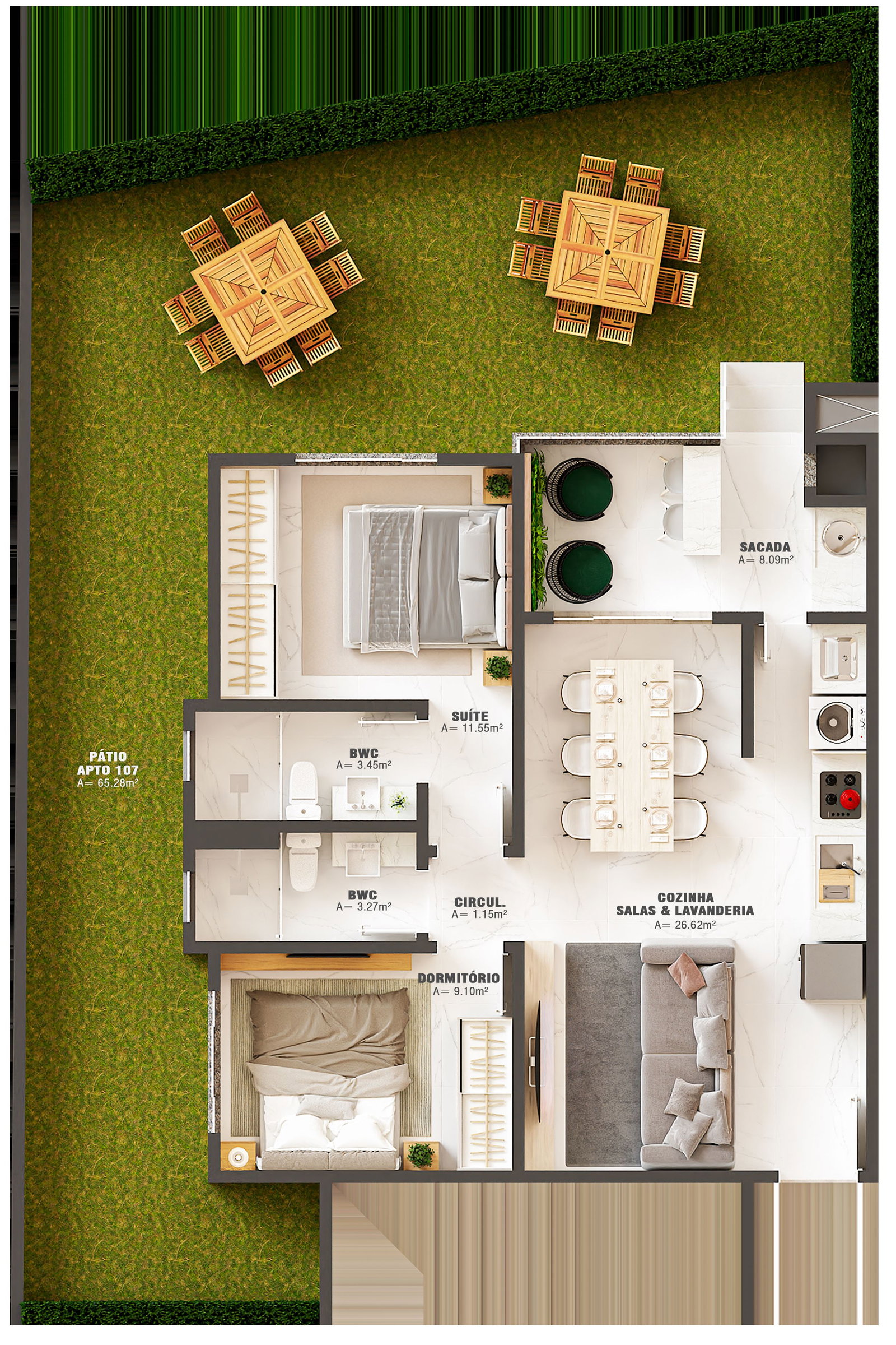 Planta Apto 107 do Green Coast