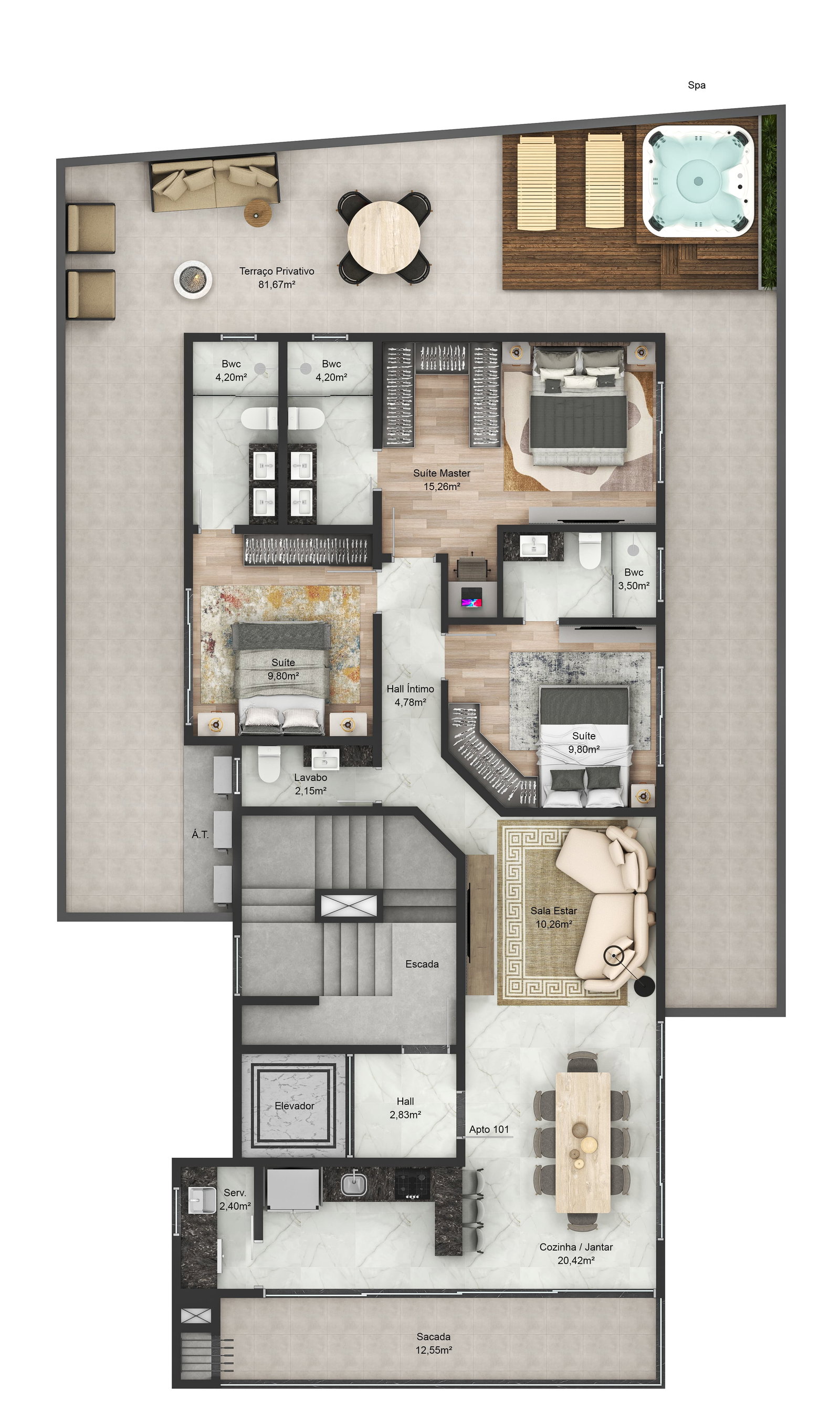 Planta Apto 101 do InBau Concept