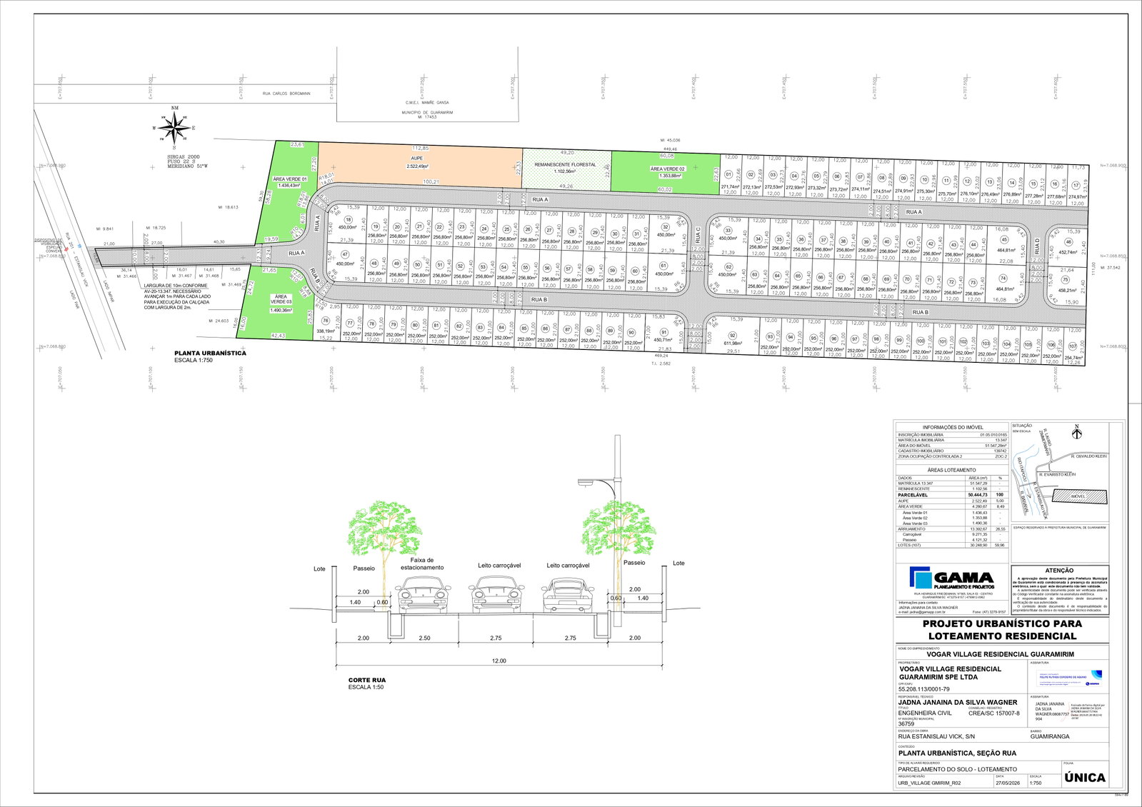 Planta 1 de Vogar Village Residencial Guaramirim