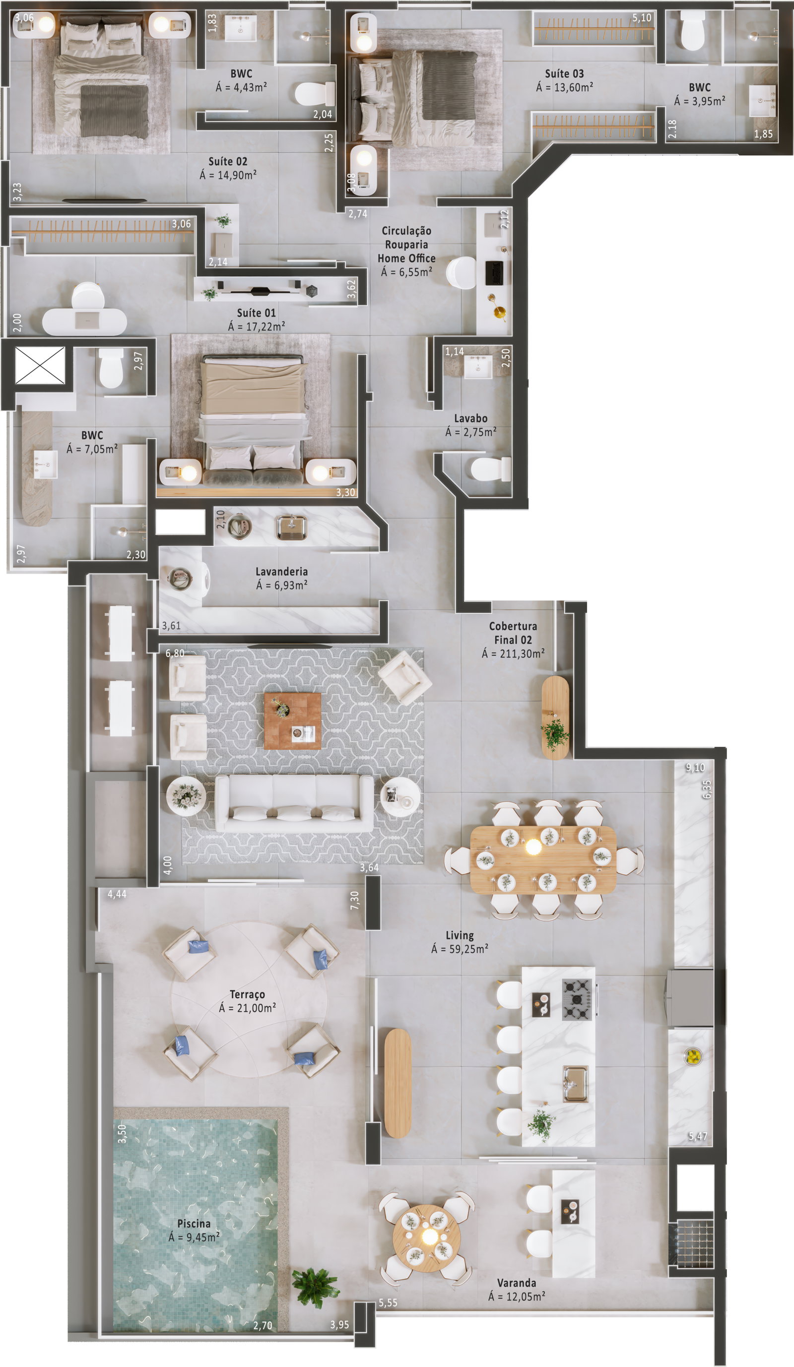 Planta Cobertura Final 02, 211 m² do Harmony Residence