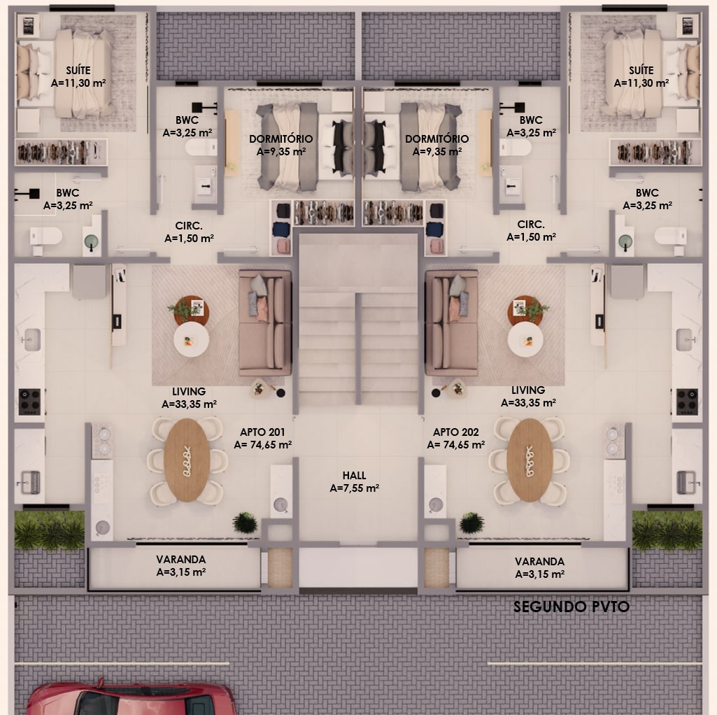 Planta SEGUNDO PVTO do Lírio Residencial