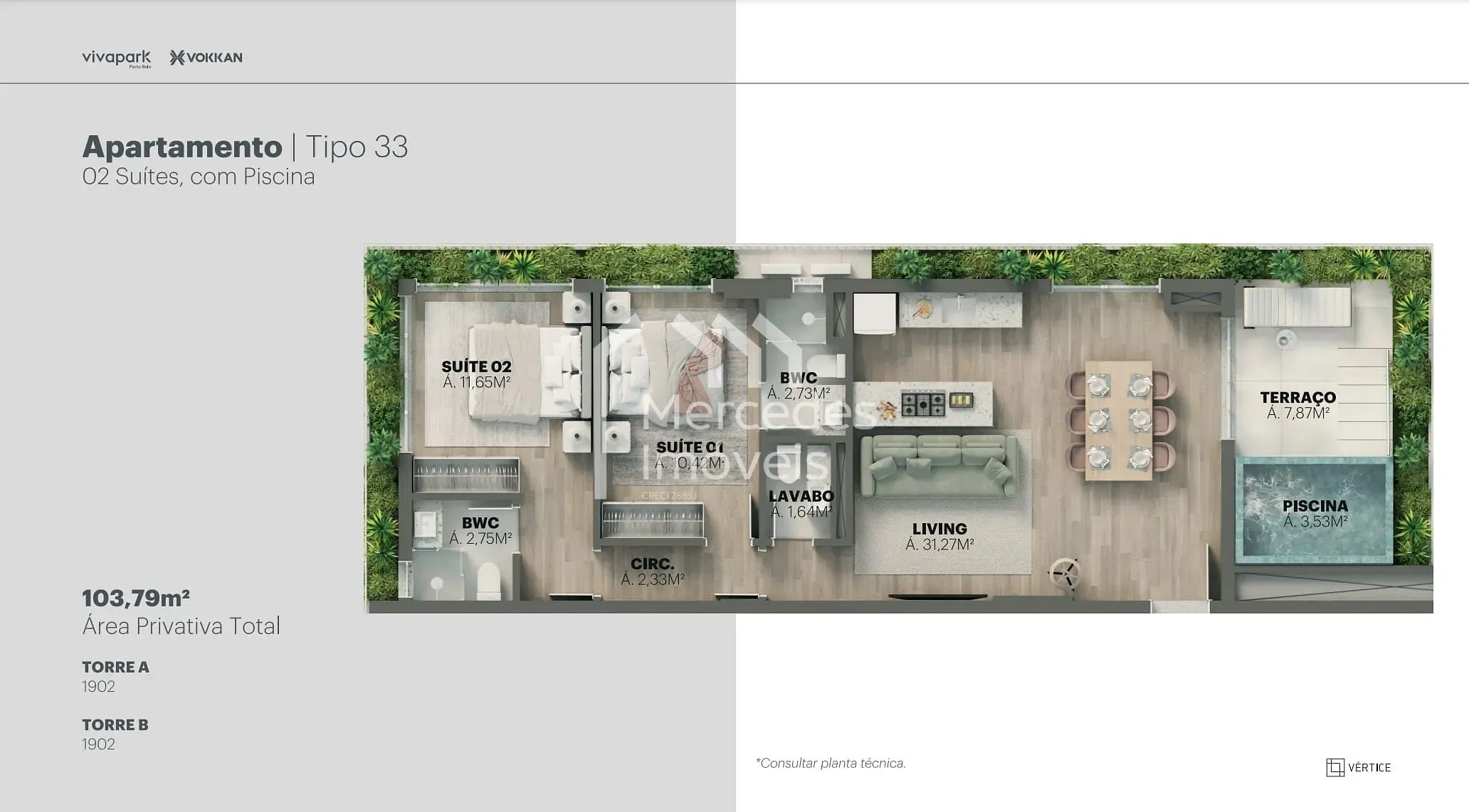 Planta 83 de Apartamento 1 suite + piscina privativa à venda, 100m² Viva Park, Porto Belo, SC