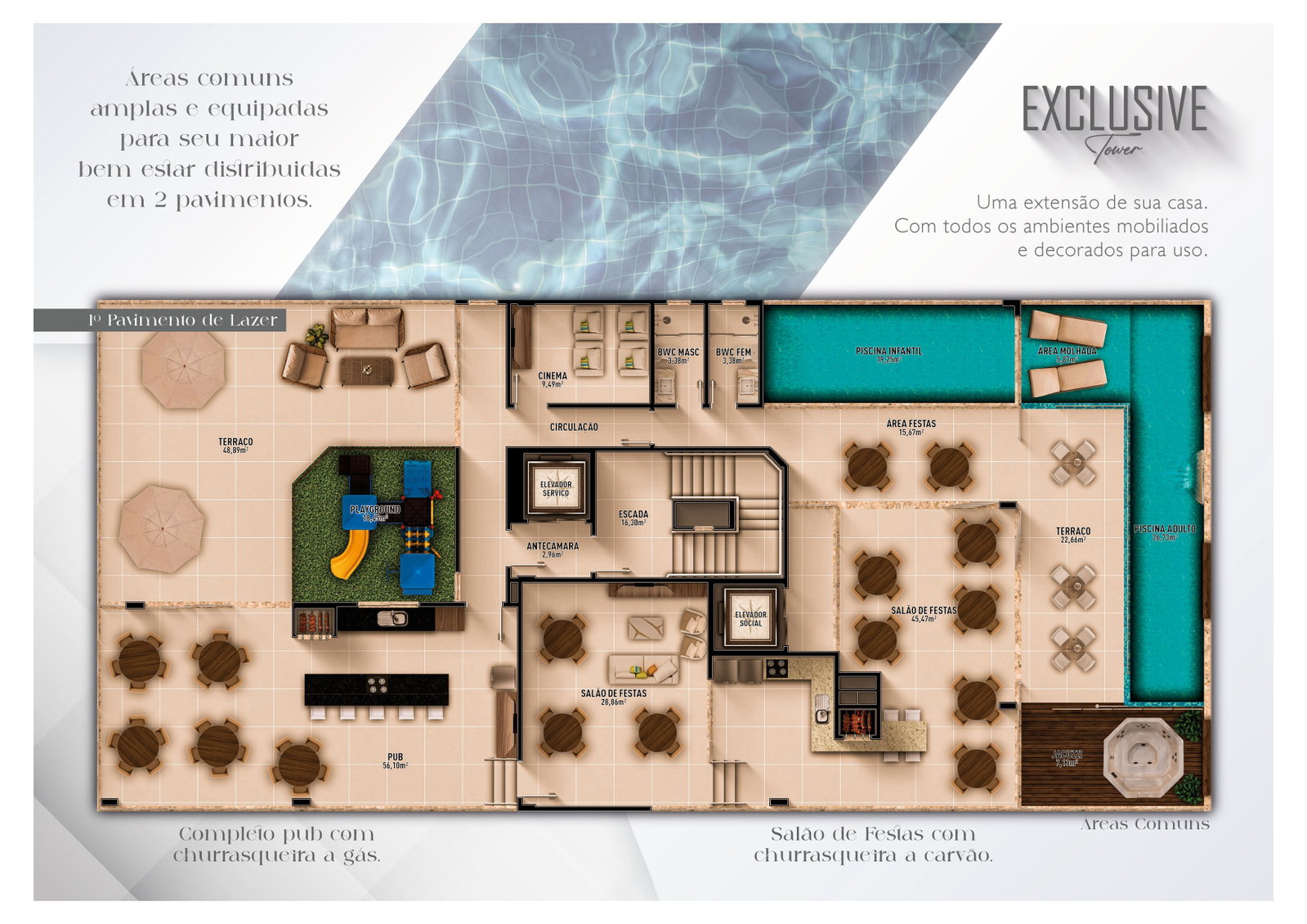 Planta Lazer · 1º Pavimento do Exclusive Tower