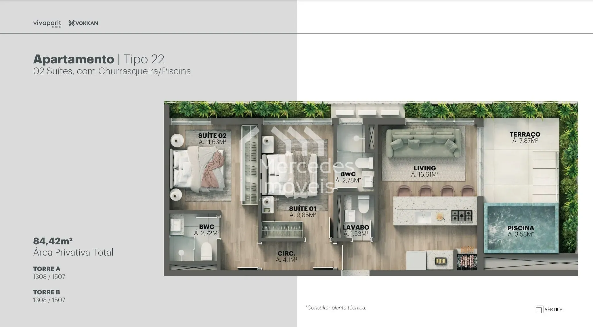 Planta 72 de Apartamento 1 suite + piscina privativa à venda, 100m² Viva Park, Porto Belo, SC