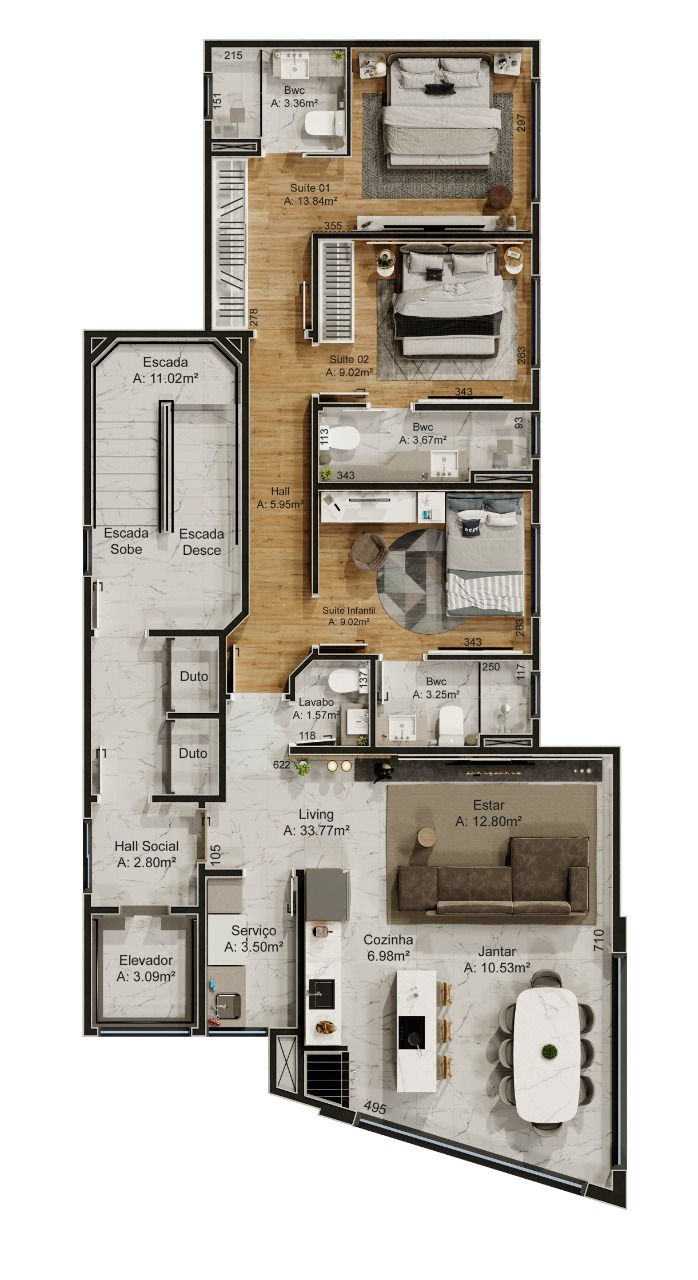 Planta 1 de Residencial Merídio