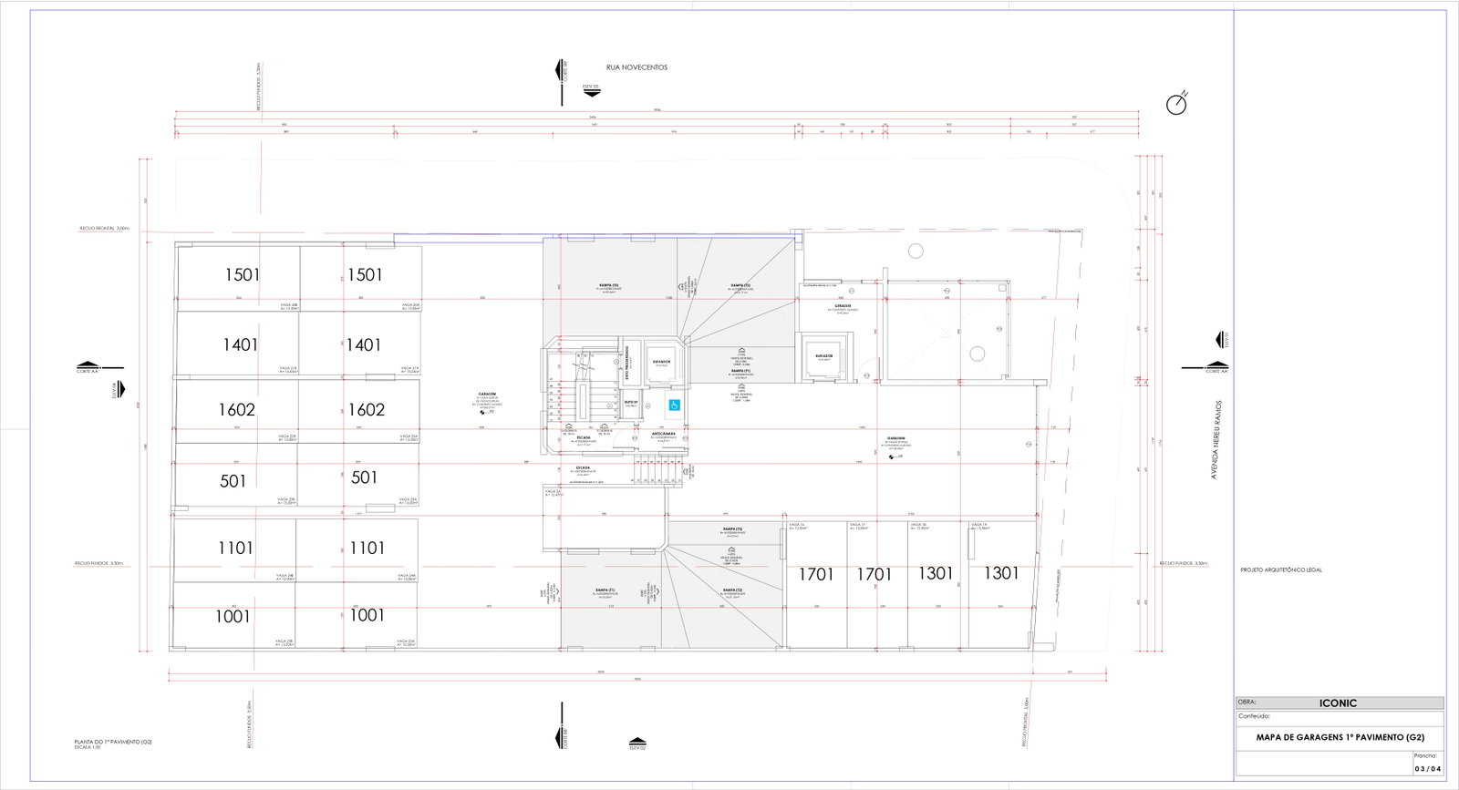 Planta Garagem · 1º Pavimento (G2) do Iconic