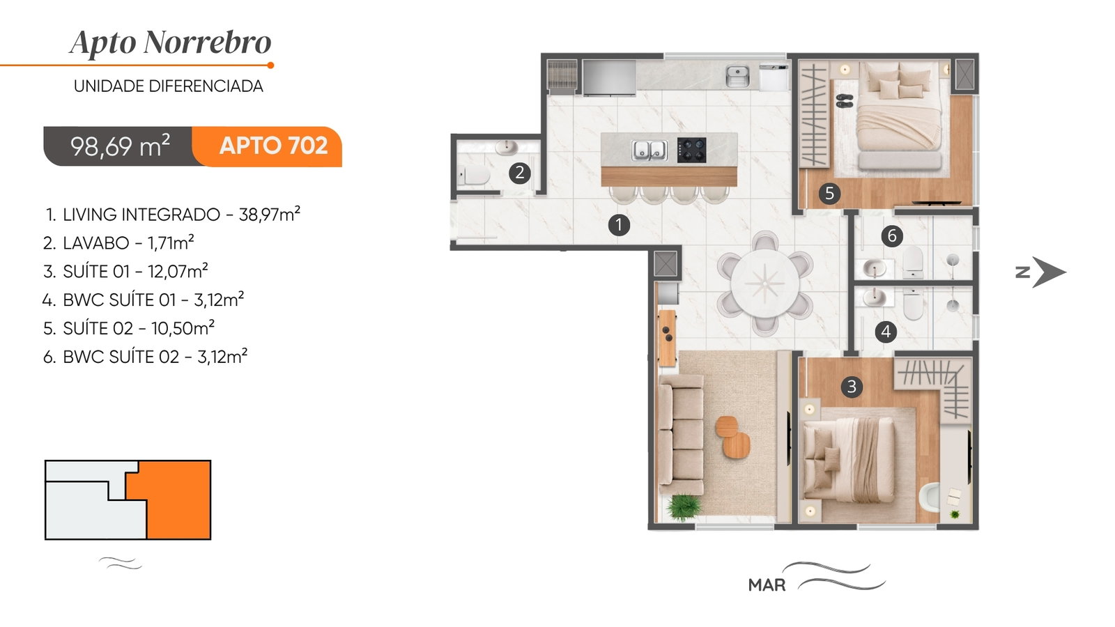 Planta Norrebro · Apto 702, 99 m² do FC Copenhagen