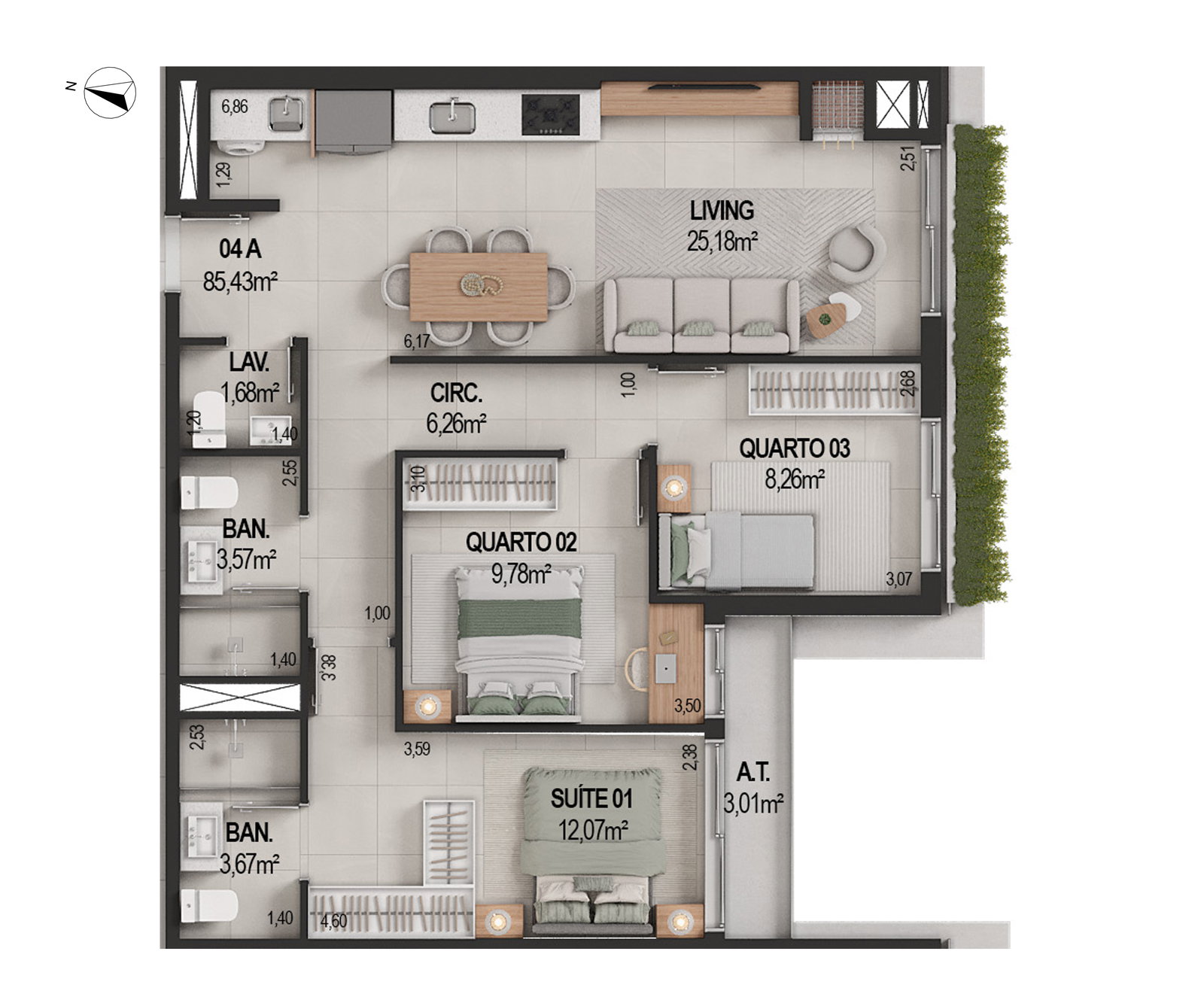 Planta 04 A, 85 m² do IT's
