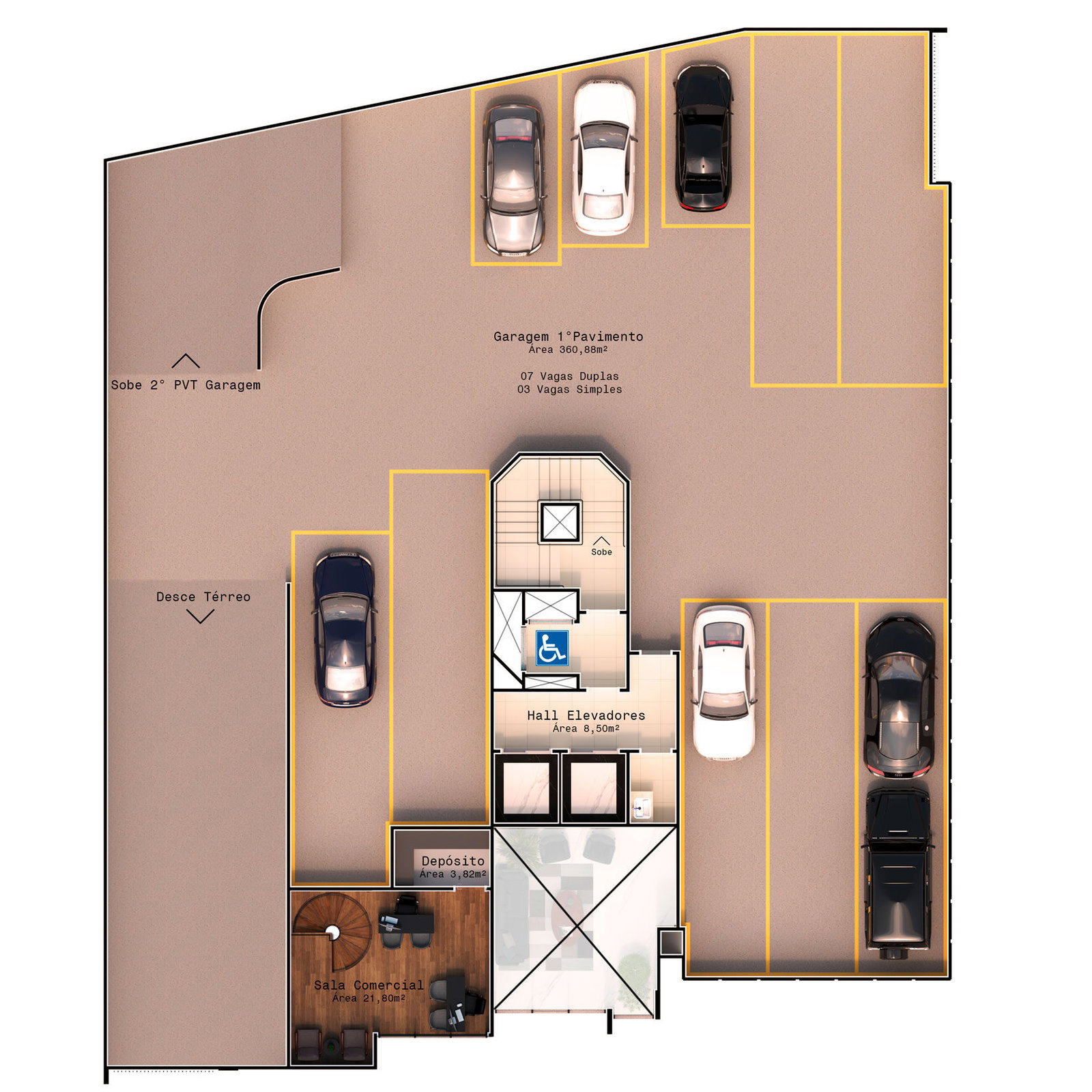 Planta Garagem · 1º Pavimento do Belvedere