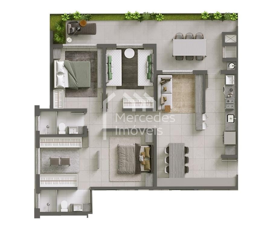 Foto 4 de Apartamento 1 suíte + 2 dorms à venda · São Vicente, Itajaí · São Vicente · 85 m² · AP1000