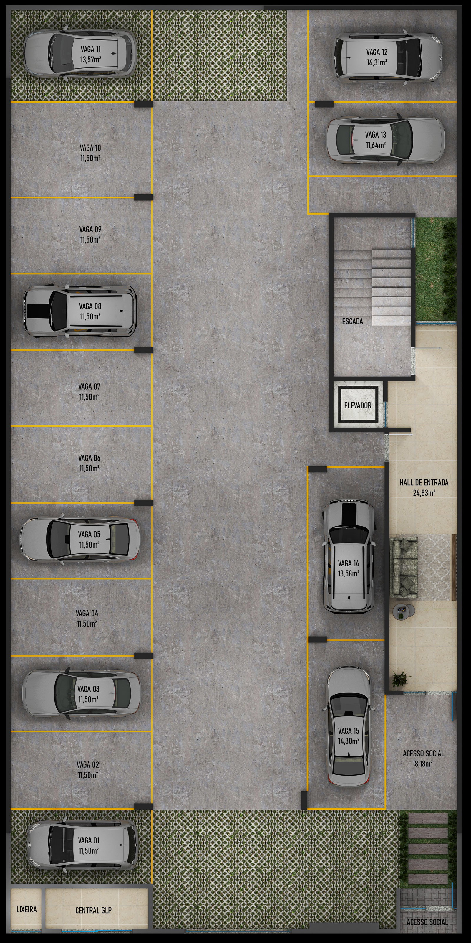 Planta Garagem do Ilhas Cayman