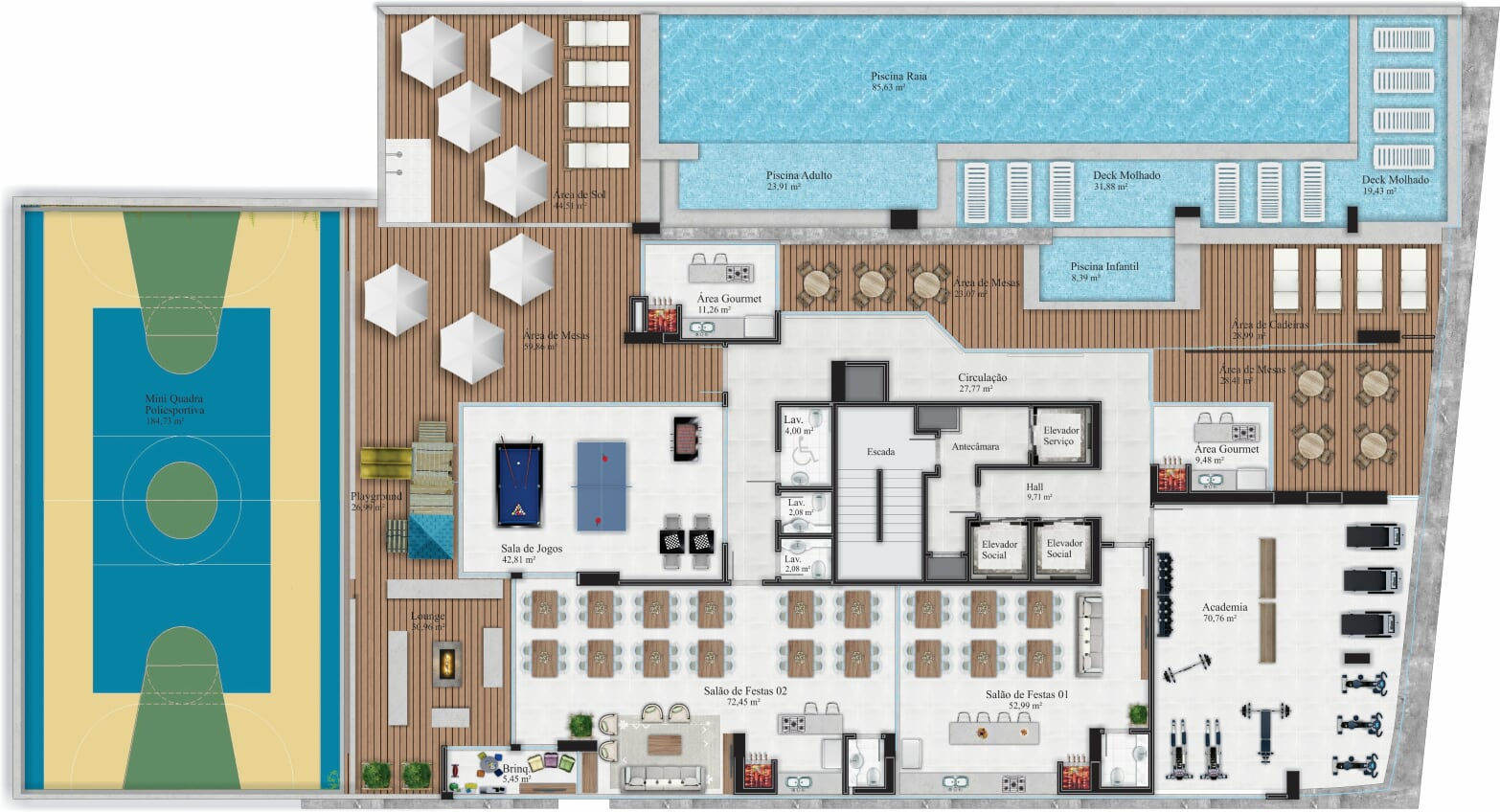 Planta Lazer · Rooftop do Grand Hill