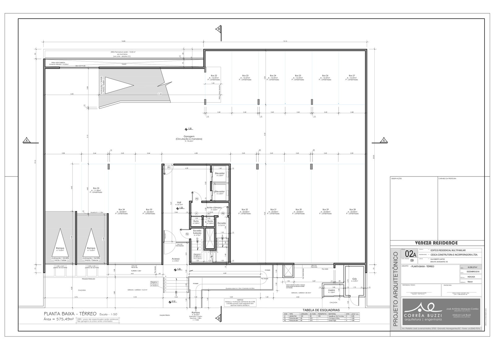 Planta Garagem · Térreo do Edifício Veneza