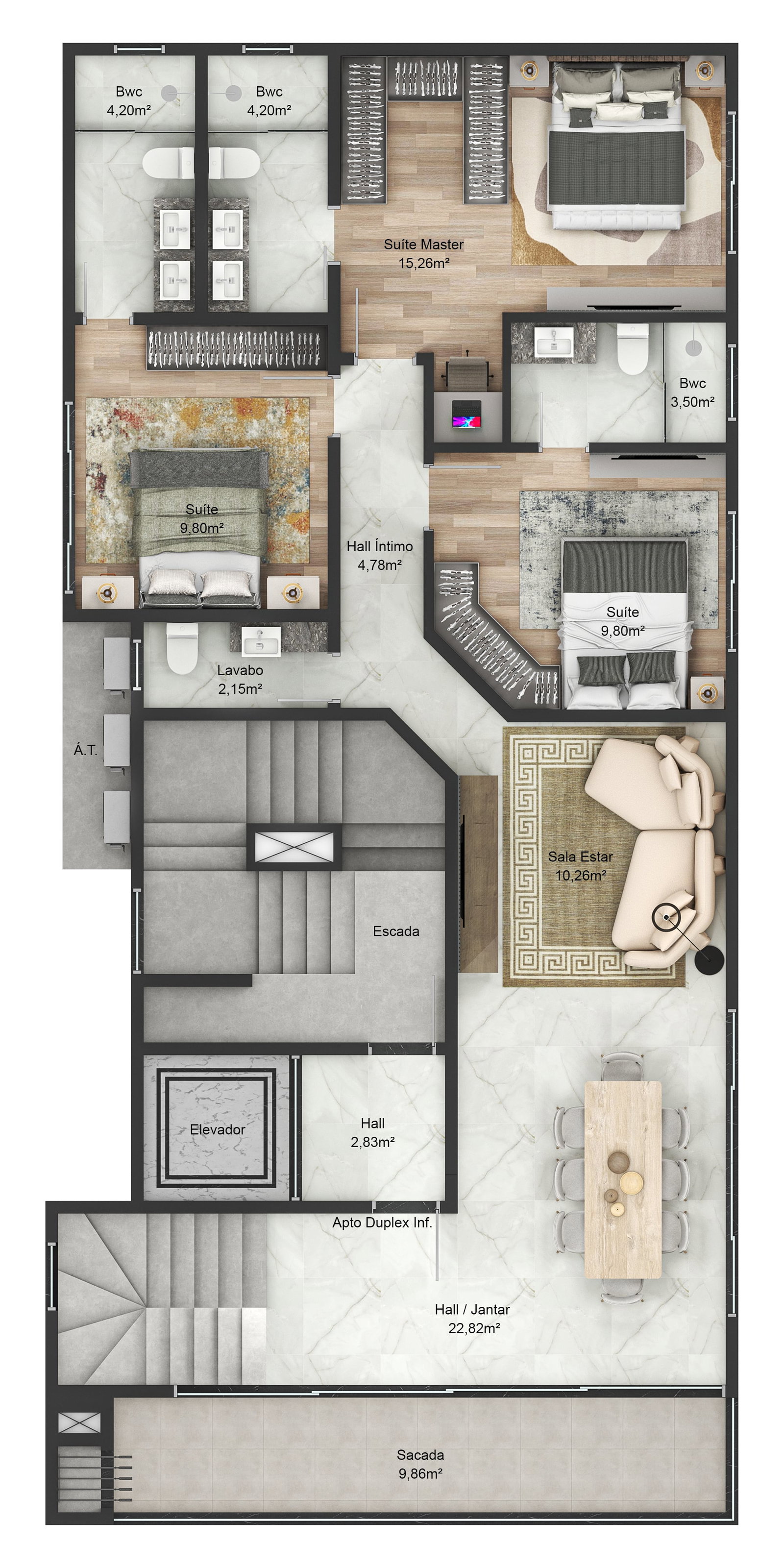 Planta Duplex Inferior do InBau Concept