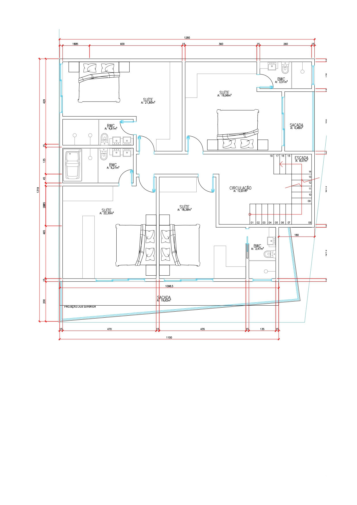 Planta Pavimento Superior do Green House Haras - Casa 164